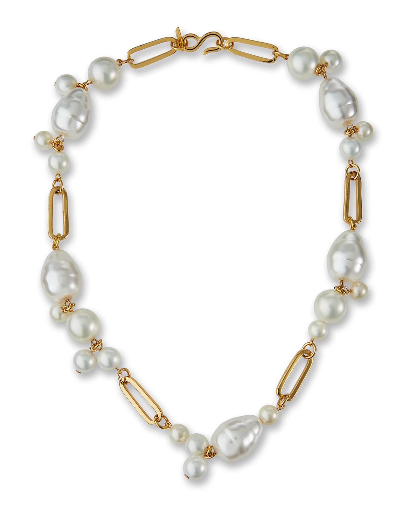 Simulated-Pearl Cluster Necklace 0
