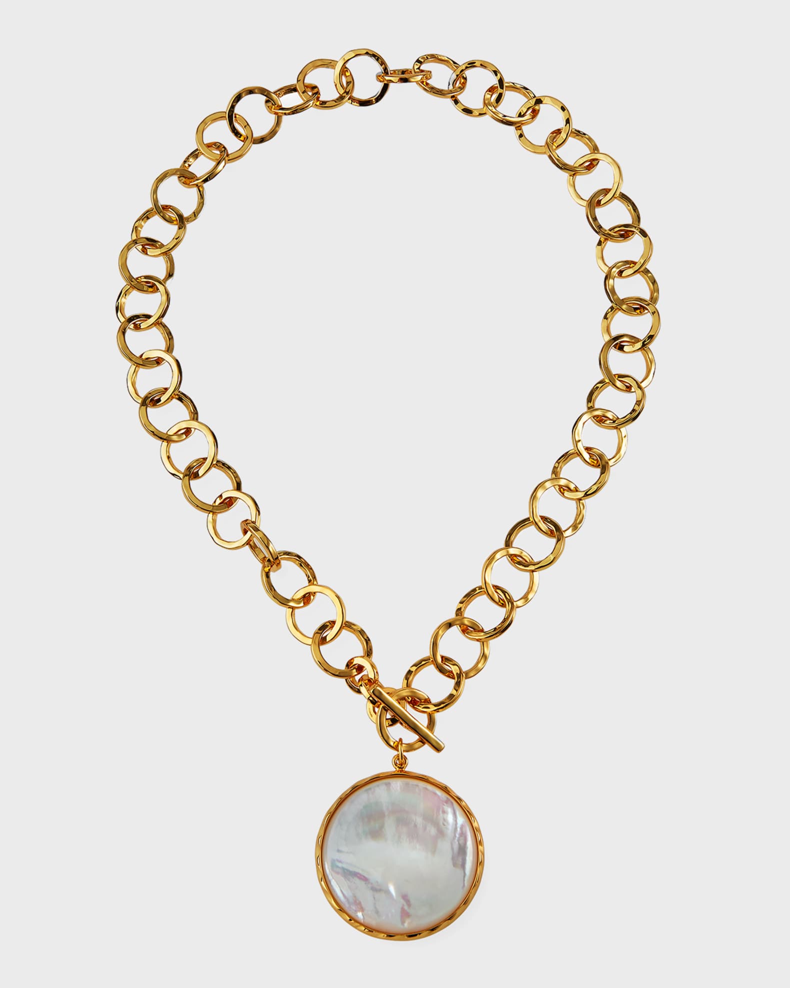 Bezel-Set Mother-of-Pearl Chain Necklace 0