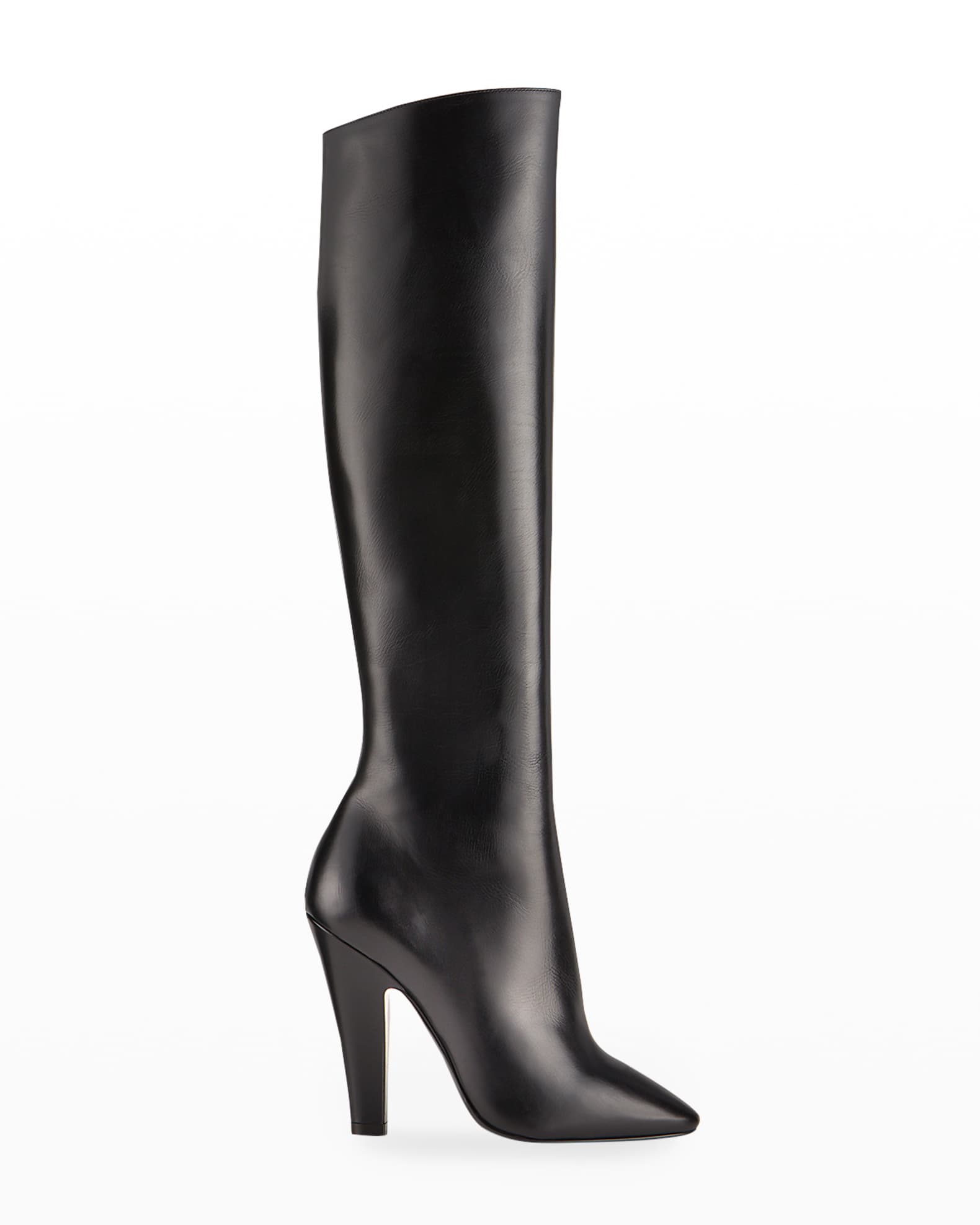 Saint Laurent Sleek Calfskin Knee Boots | Neiman Marcus