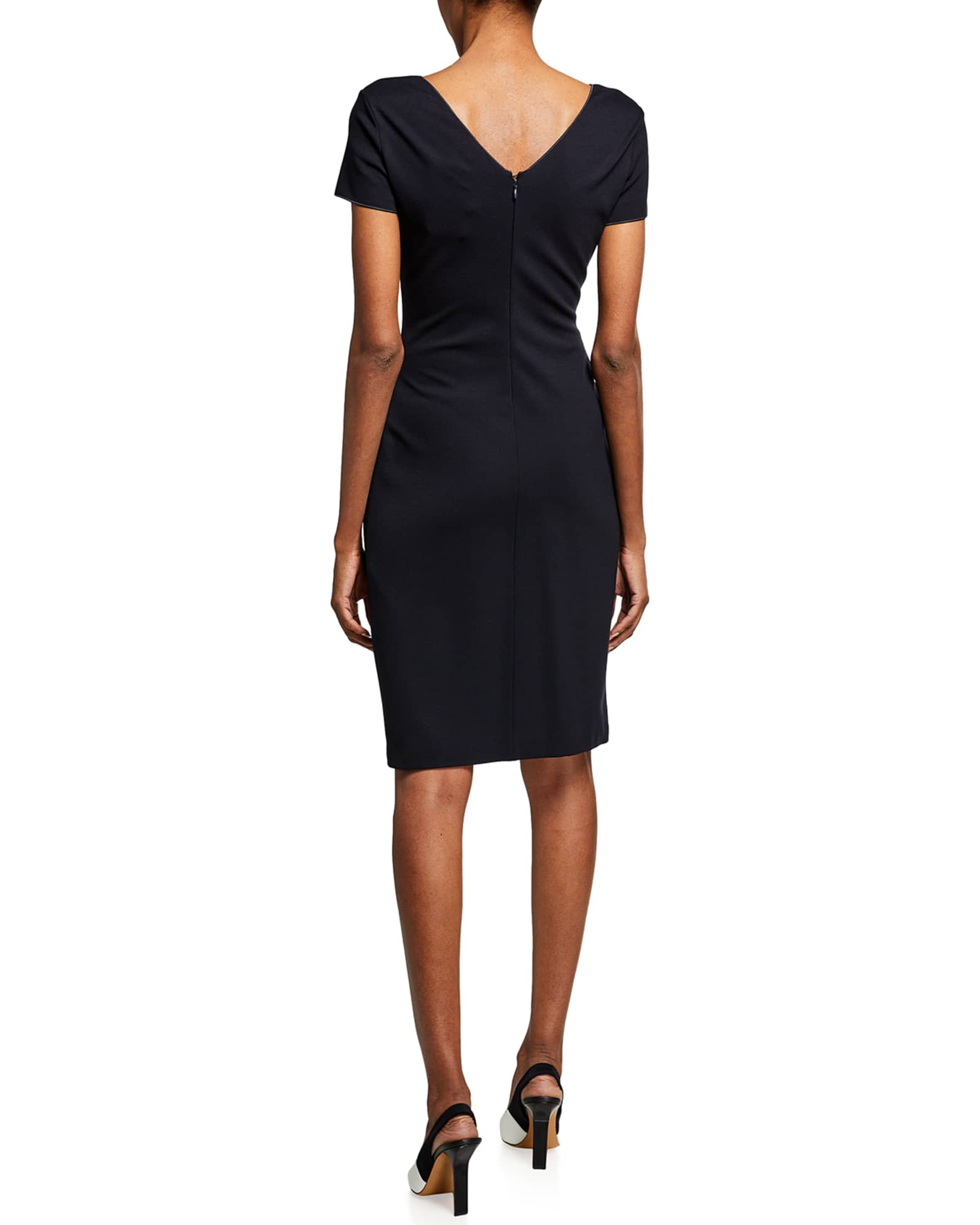 Cap-Sleeve Gathered Waist Milano Jersey Dress 1