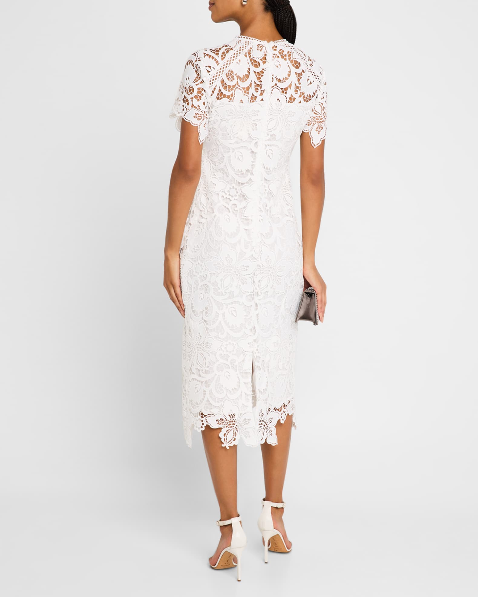 Shoshanna Floral Lace Midi Dress White