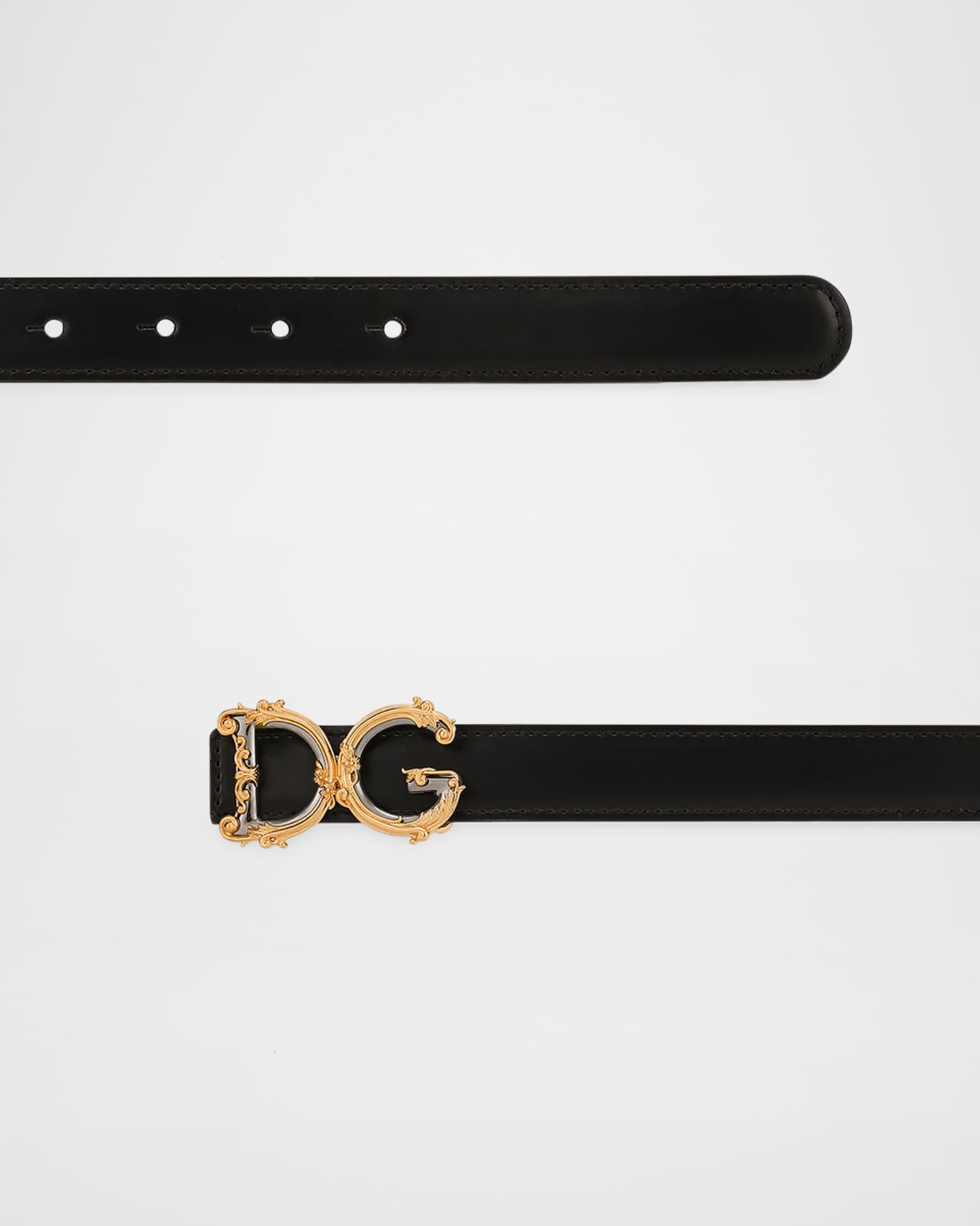 ベルト DOLCE & GABBANA Woman Belt Black BE1577AQ339 8S574 Leather belt with baroque DG logo in Black for Women