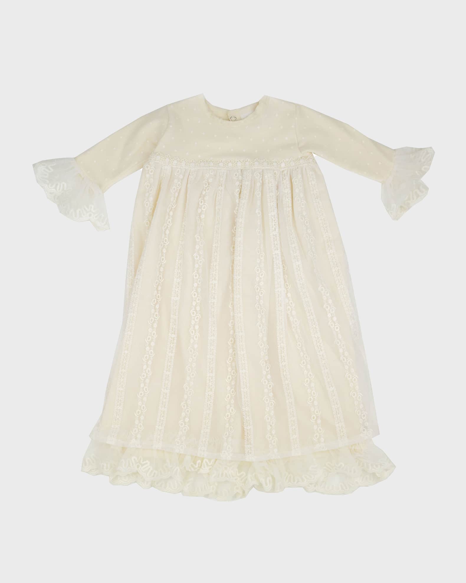 Girl's Mary Catherine Ruffle Lace Nightgown w/ Bonnet, Size 0-3M 0