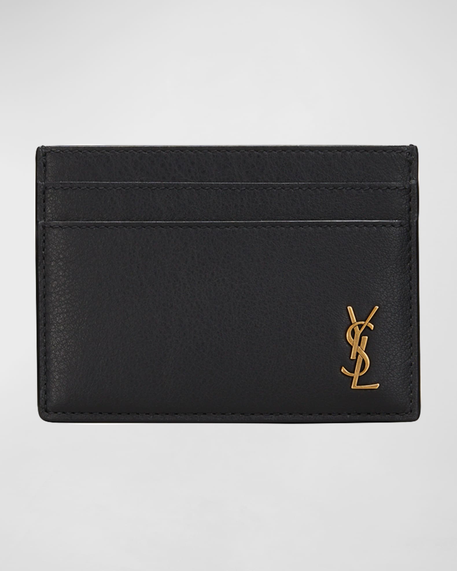 Saint Laurent Ysl Monogram Flap Card Case Holder In Black