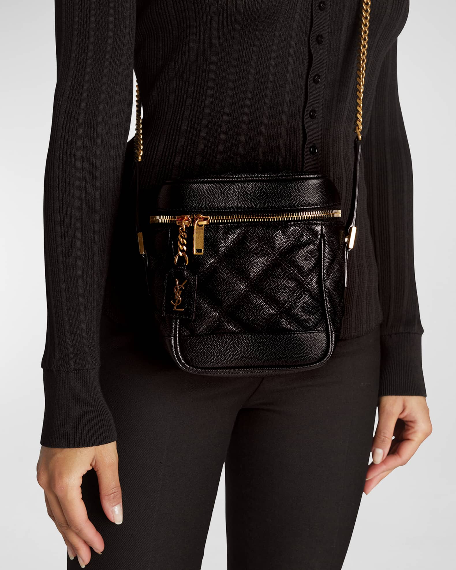 Carolina Herrera 80s Croc-Embossed Leather Shoulder Bag