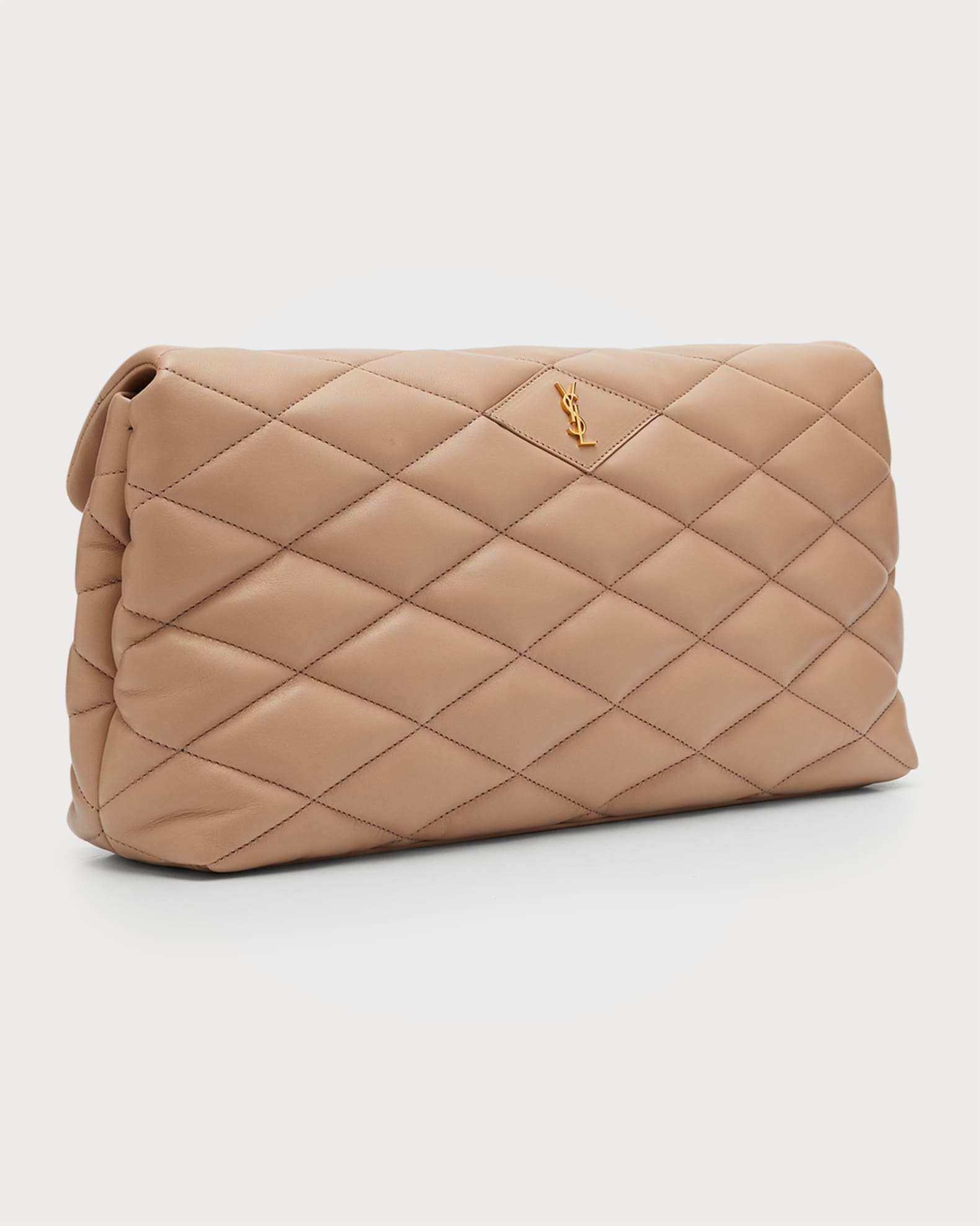 Sade Puffy Large YSL Clutch Bag in Quilted Smooth Leather