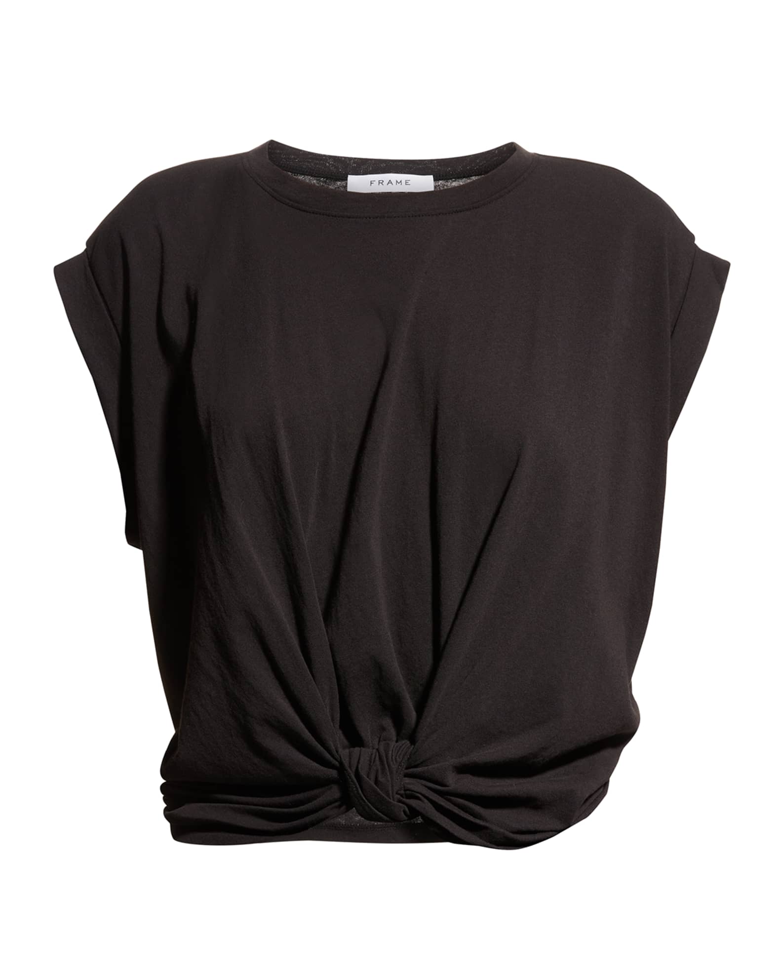 FRAME Knotted RollSleeve Tee Neiman Marcus