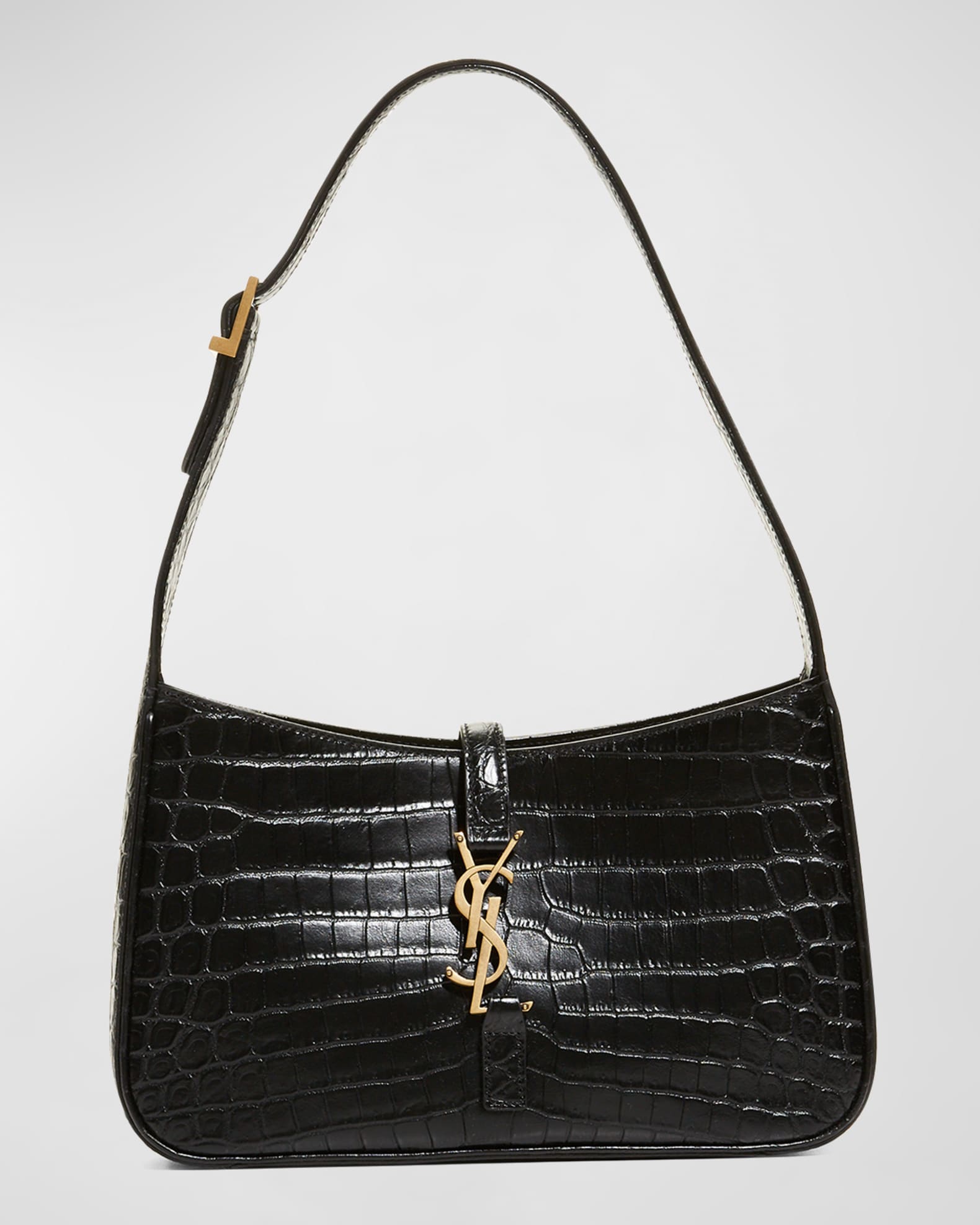 Ysl hobo bag in crocodile embossed shiny leather Clearance