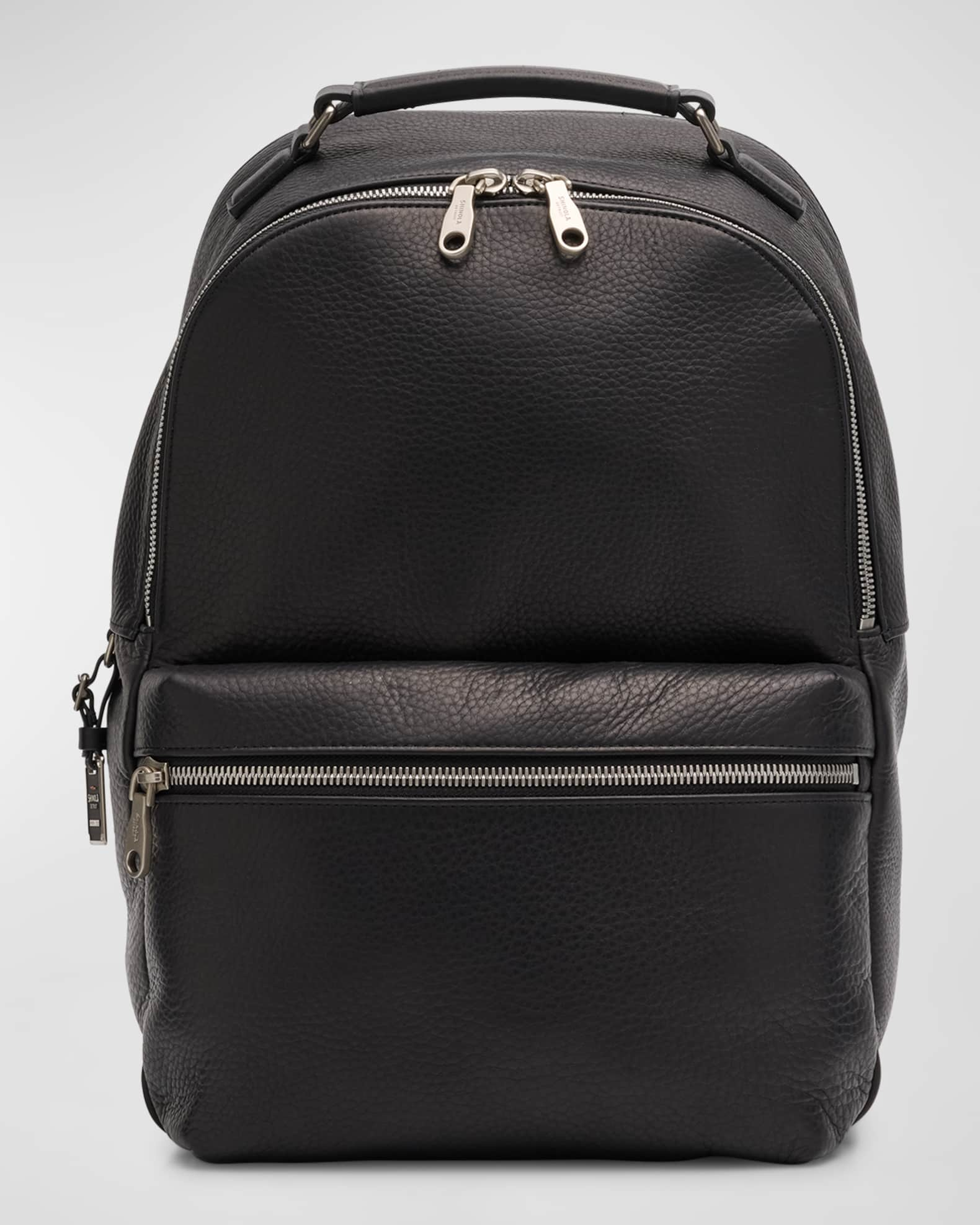 Moss | Men's Black Grained Leather Backpack