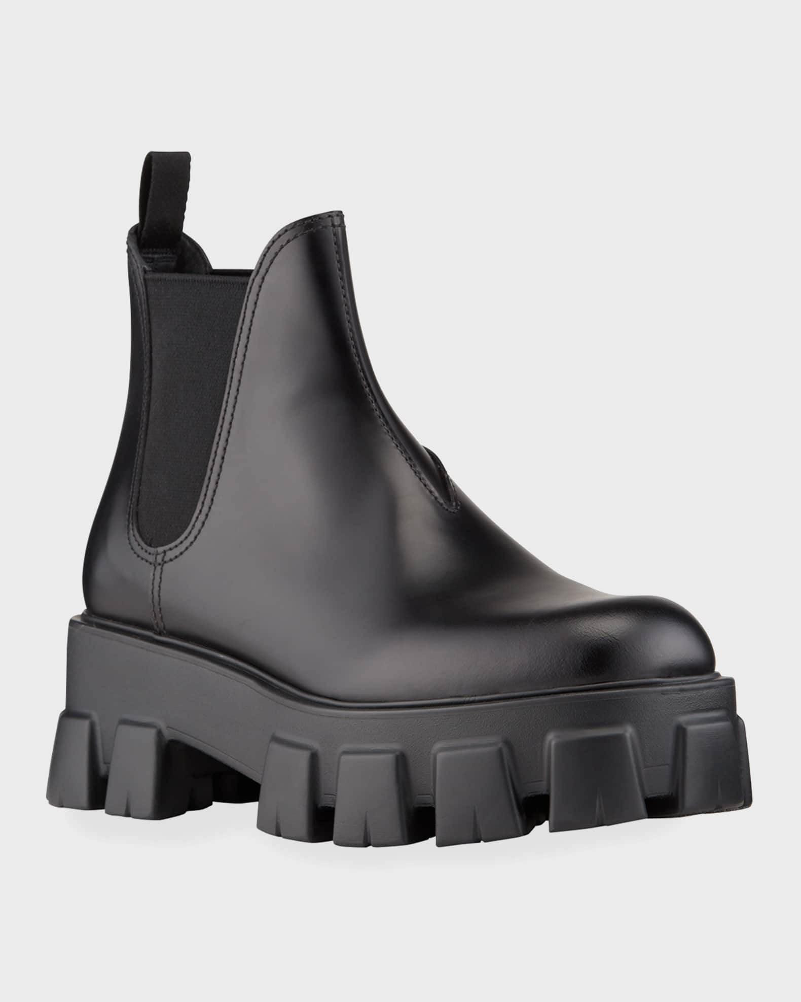 Prada Rubber Logo Pull-On Rain Booties