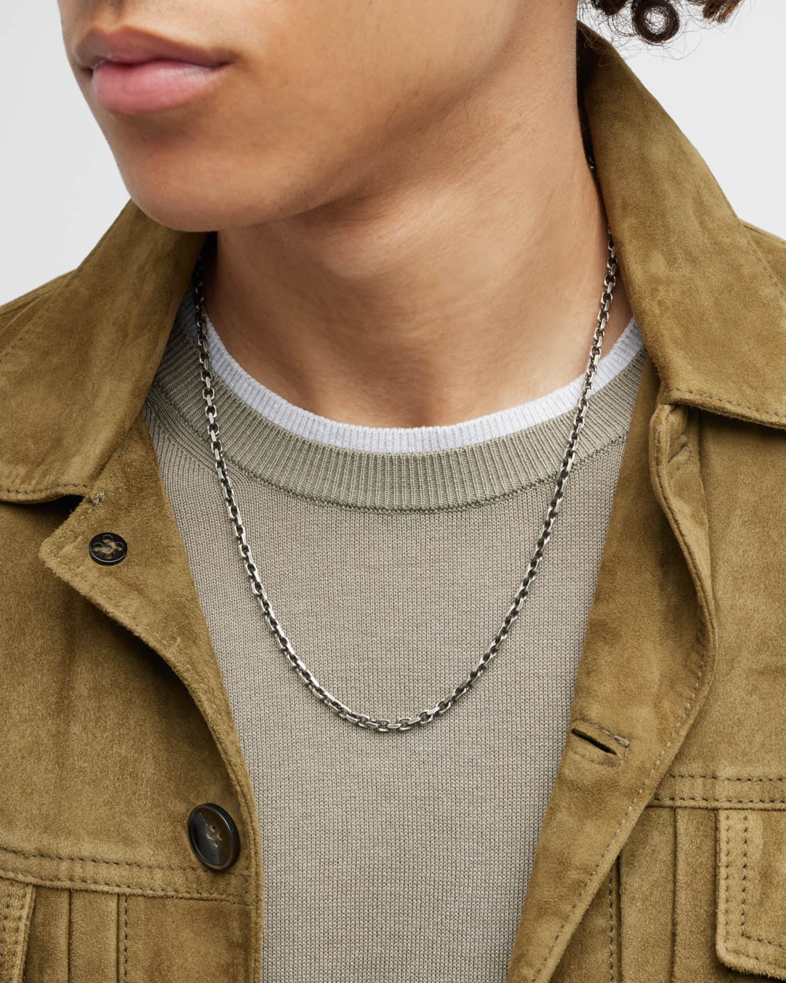 Armenta Men's Box Chain Necklace, 22"L Neiman Marcus