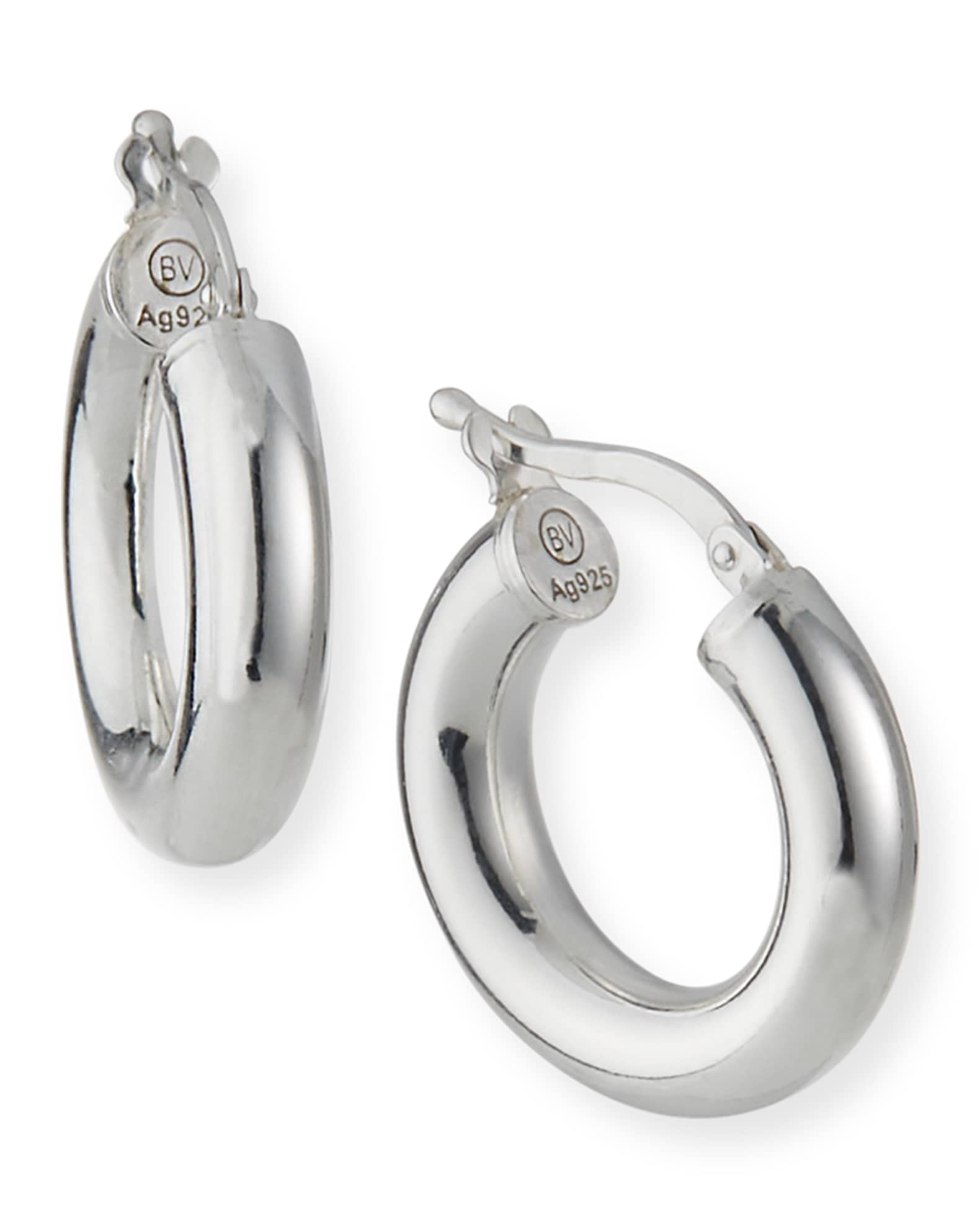 Bottega Veneta Domed Hoop Earrings, Silver