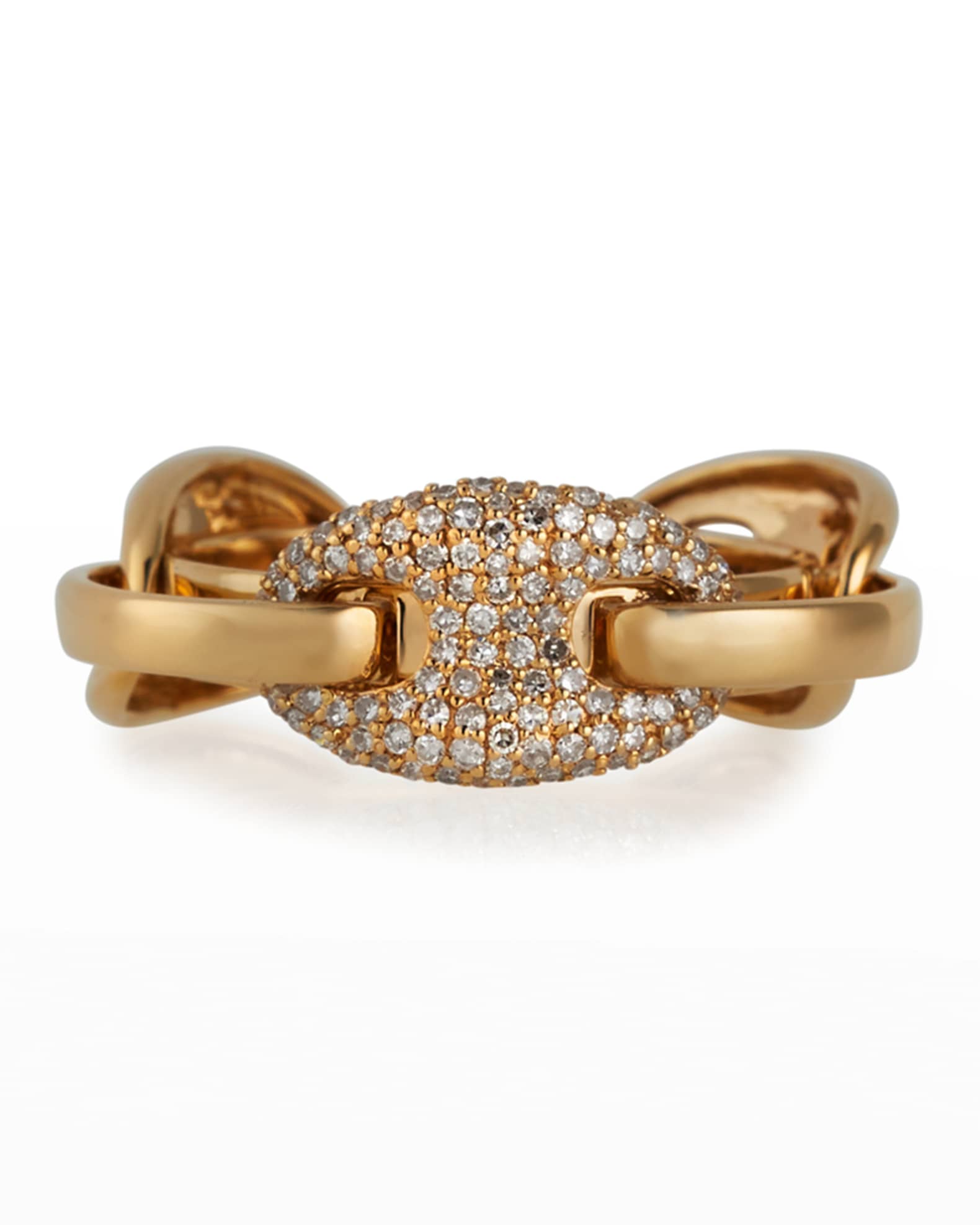 Ankaliazo Mariner Puff Diamond Link Ring, Size 7 0