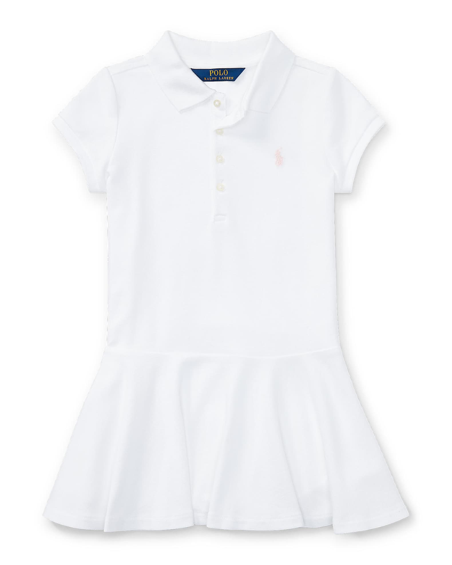 Girl's Short-Sleeve Knit Drop-Waist Polo Dress 0