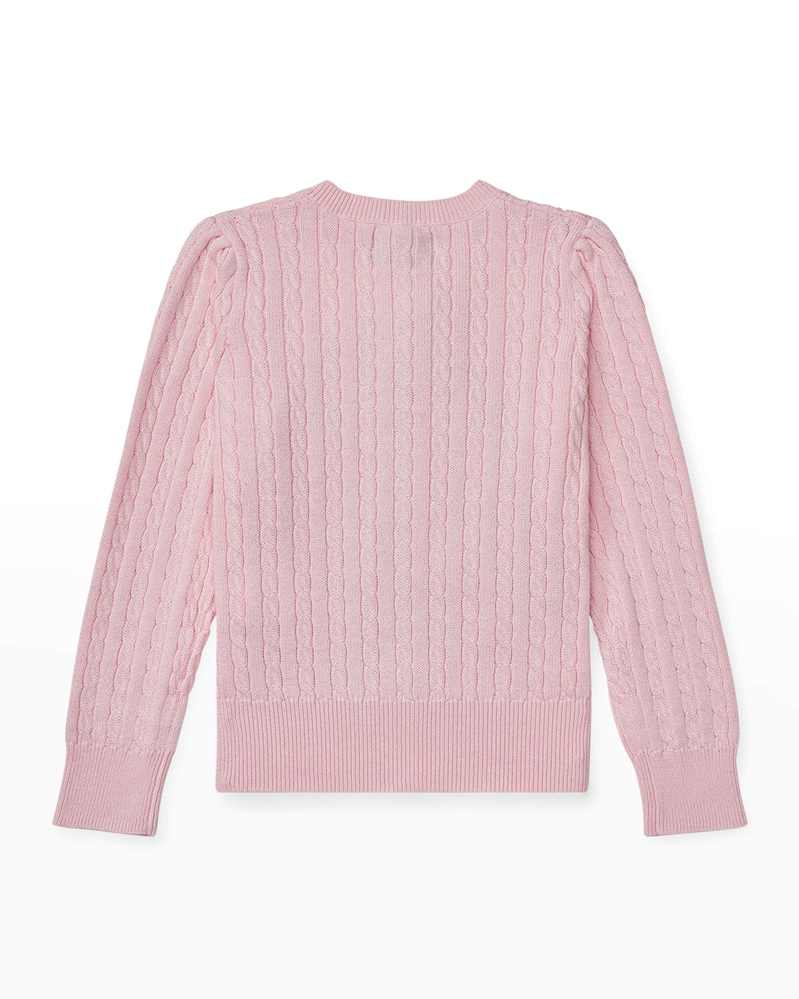 Girl's Cable-Knit Cotton Ribbed Cardigan 1