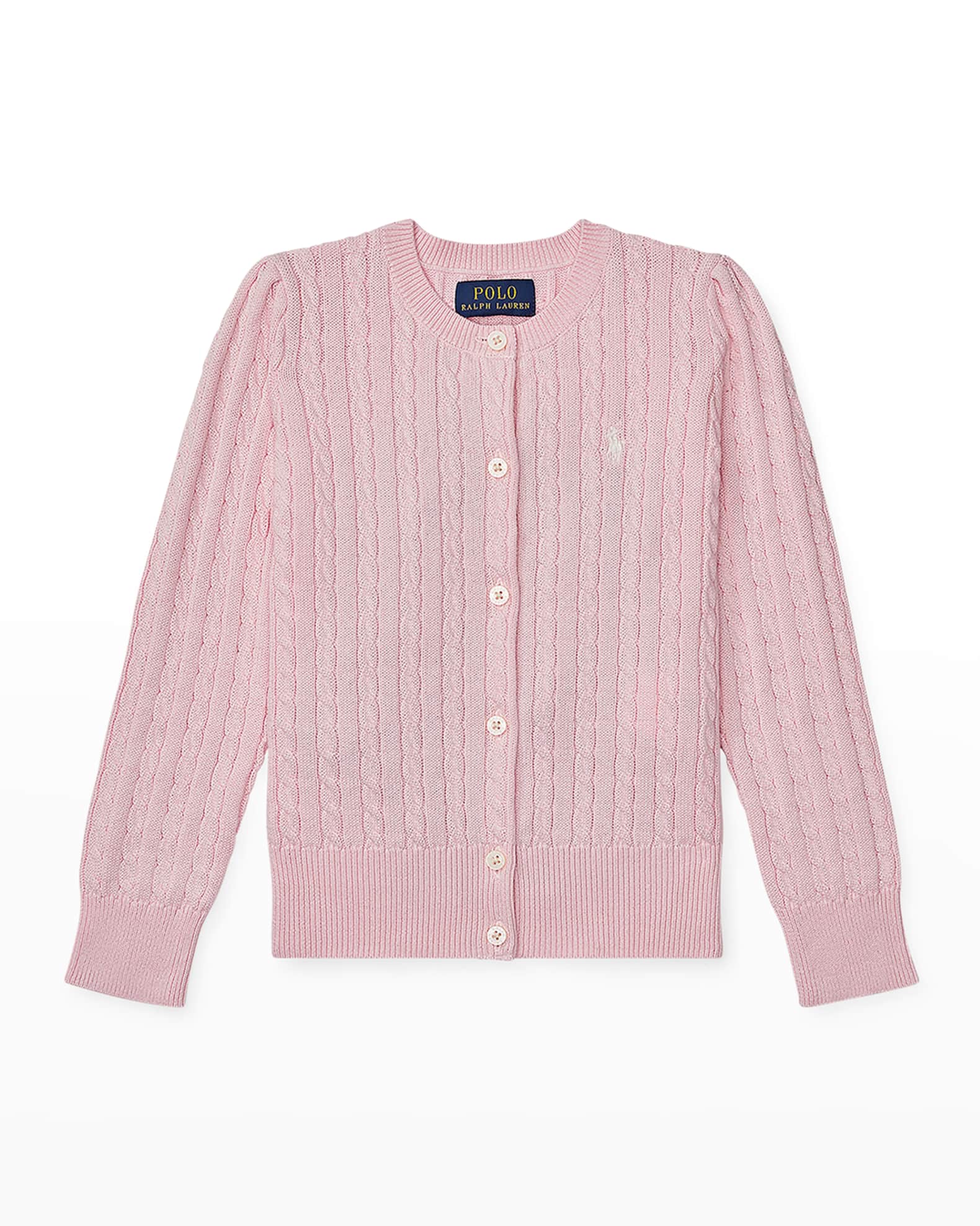 Girl's Cable-Knit Cotton Ribbed Cardigan 0