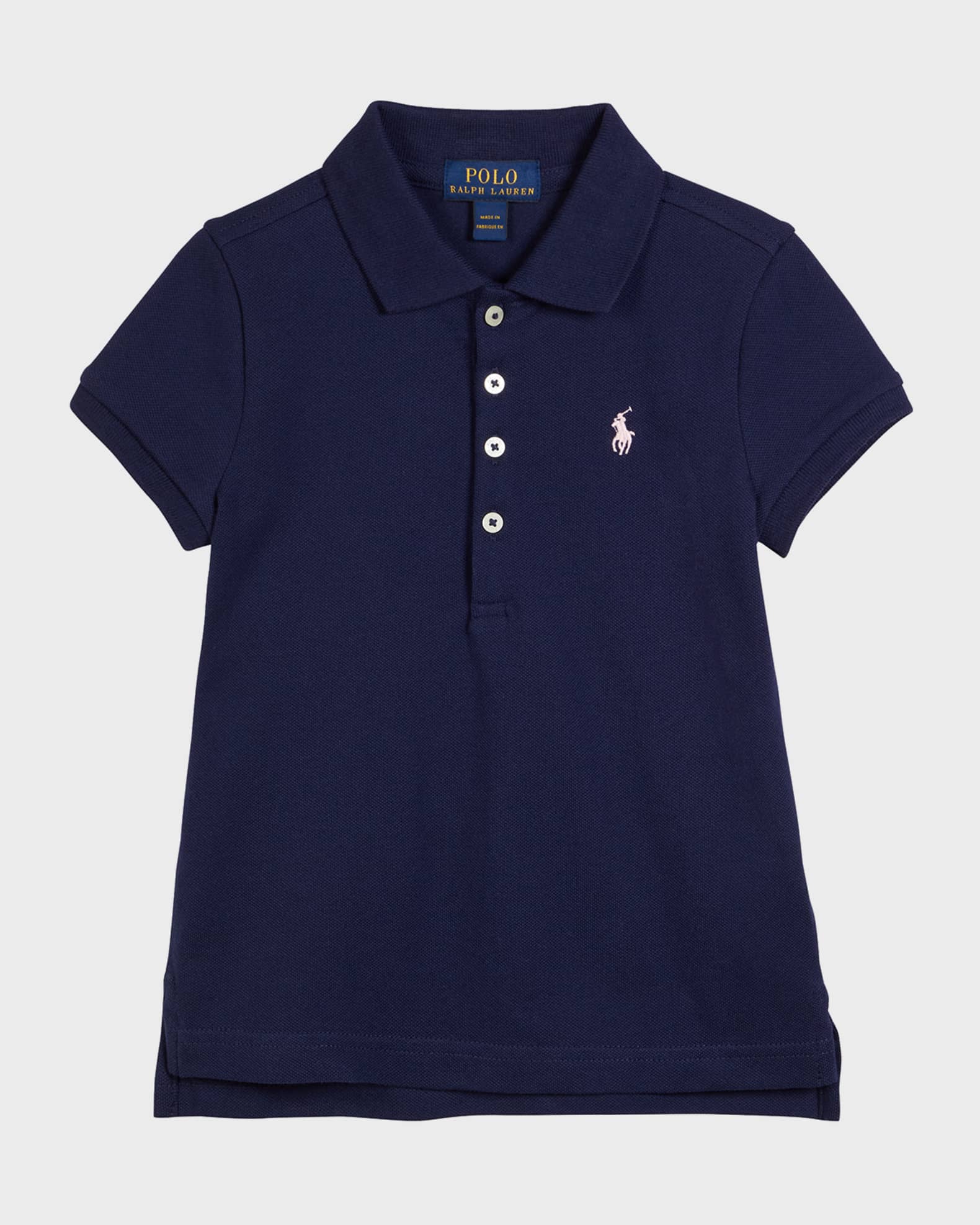 Ralph Lauren Childrenswear Girl's Logo Embroidered Short-Sleeve Polo Shirt, Size 2-6X
