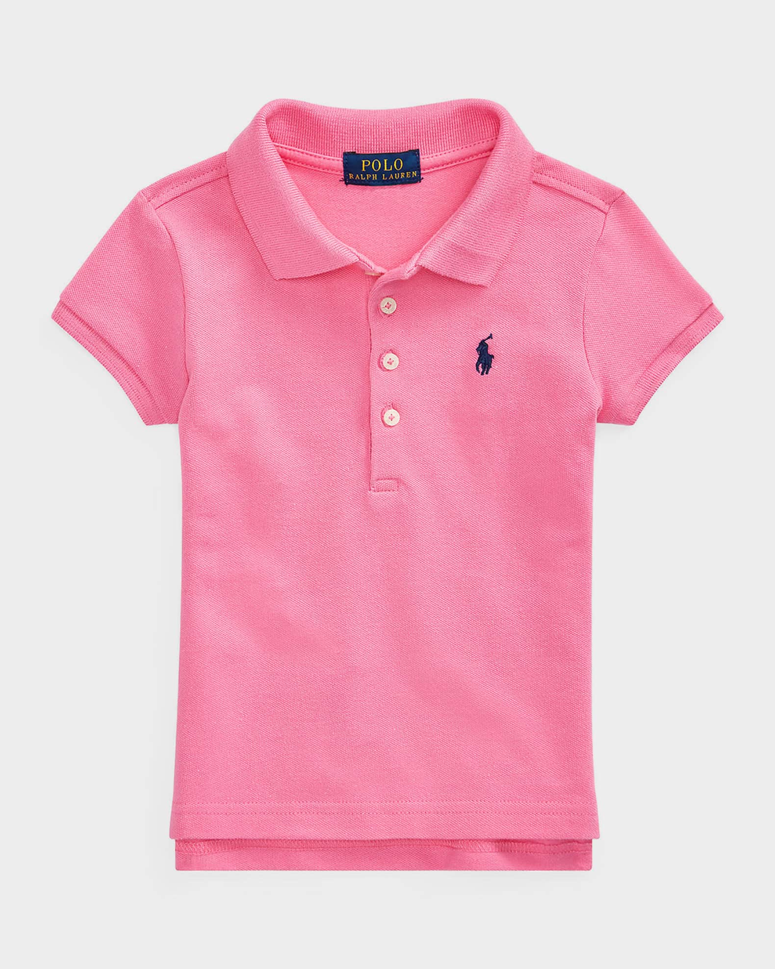 Girl's Short-Sleeve Knit Polo Shirt, Size 2-4 0
