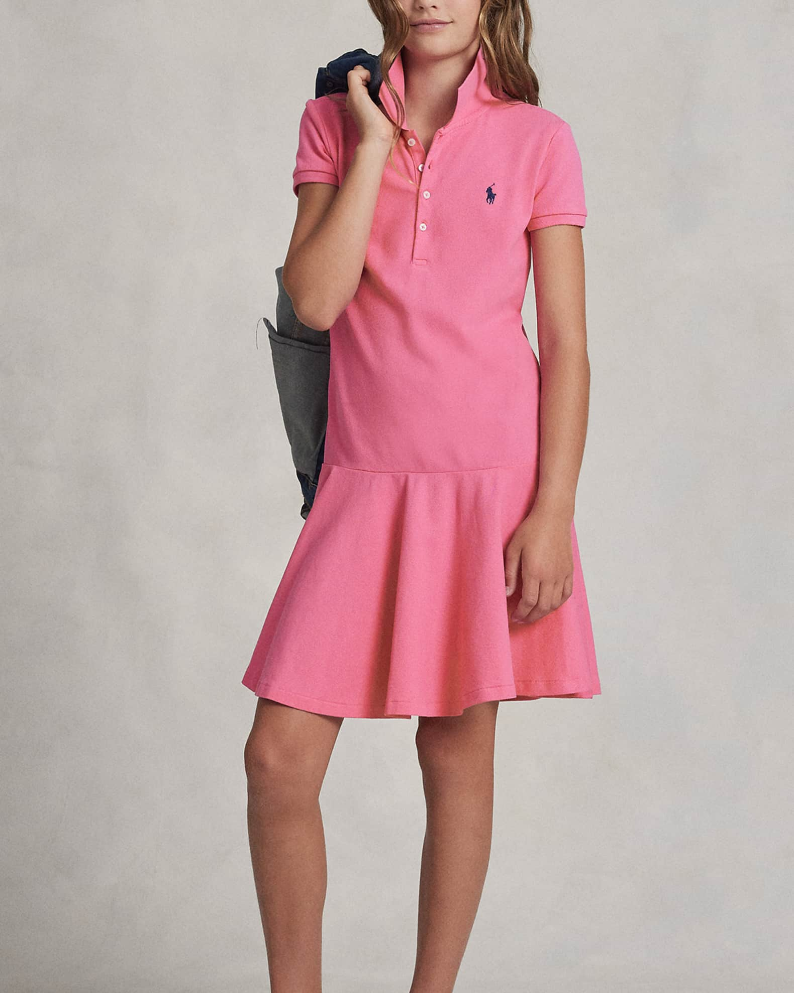 Ralph Lauren Childrenswear Girl's Stretch Cotton Mesh Polo Dress, Size ...