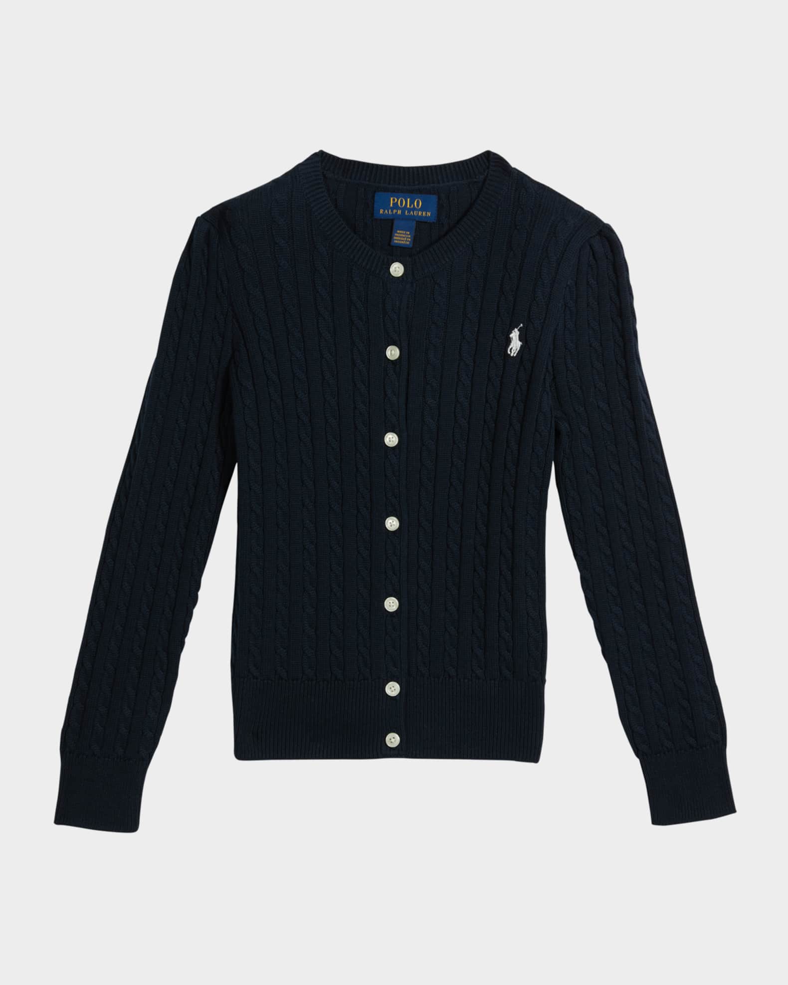 Girl's Cable-Knit Cotton Cardigan, Size 2-4 0