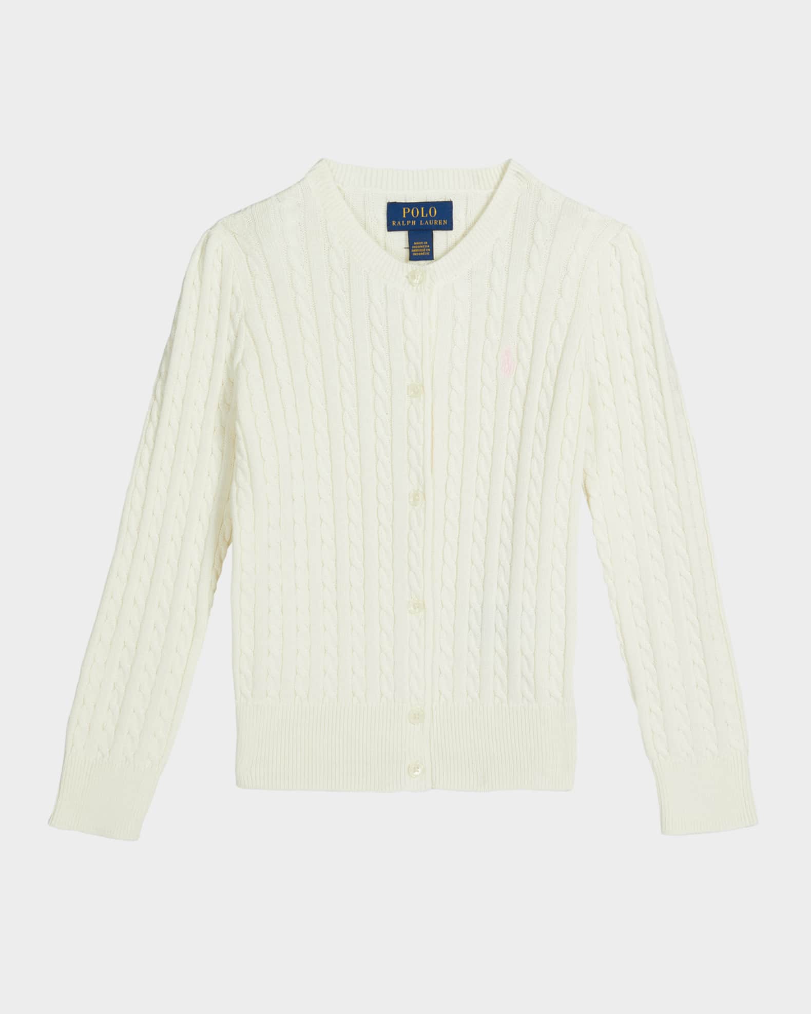 Girl's Cable-Knit Ribbed Cardigan, Size 2-4 0