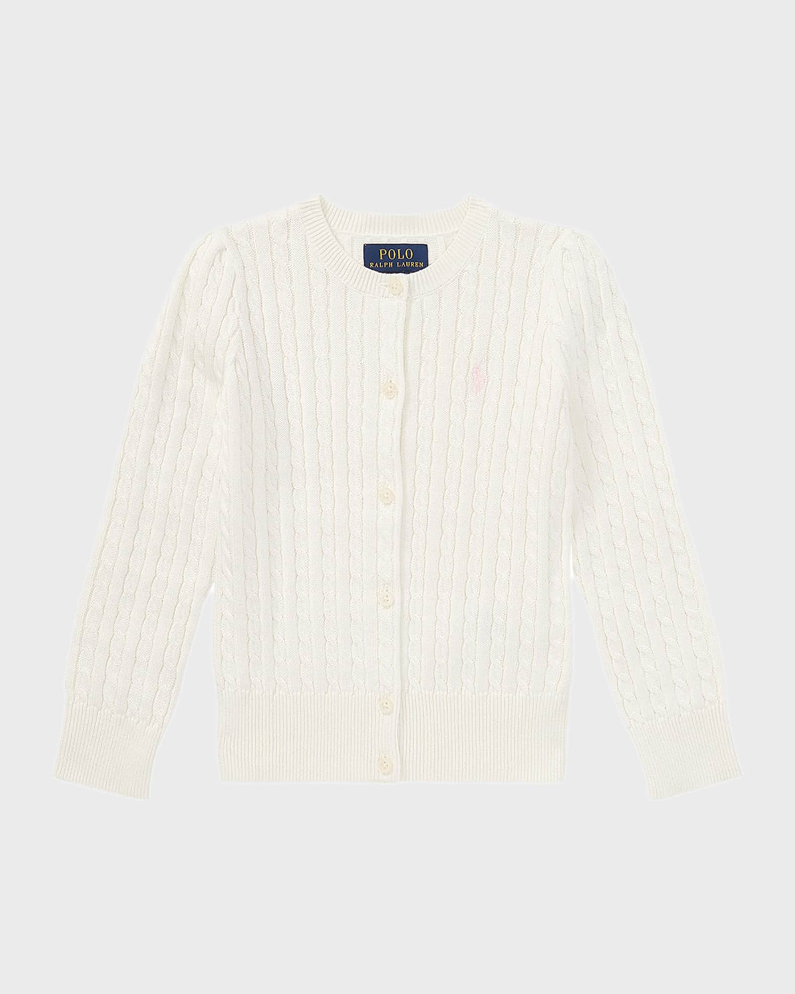 Girl's Cable-Knit Ribbed Cardigan, Size 2-6X 0