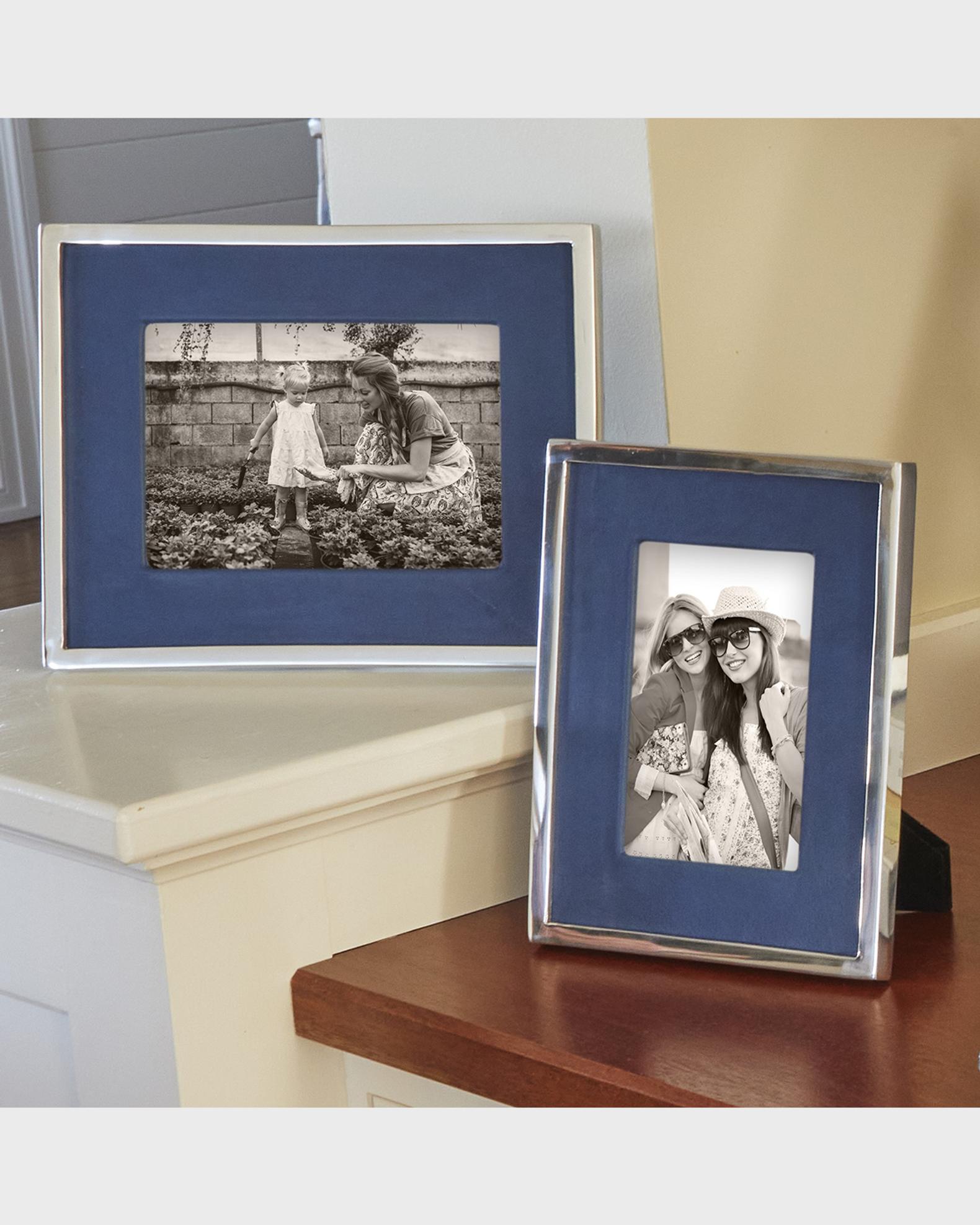 Leather Photo Frame with Metal Border | Neiman Marcus