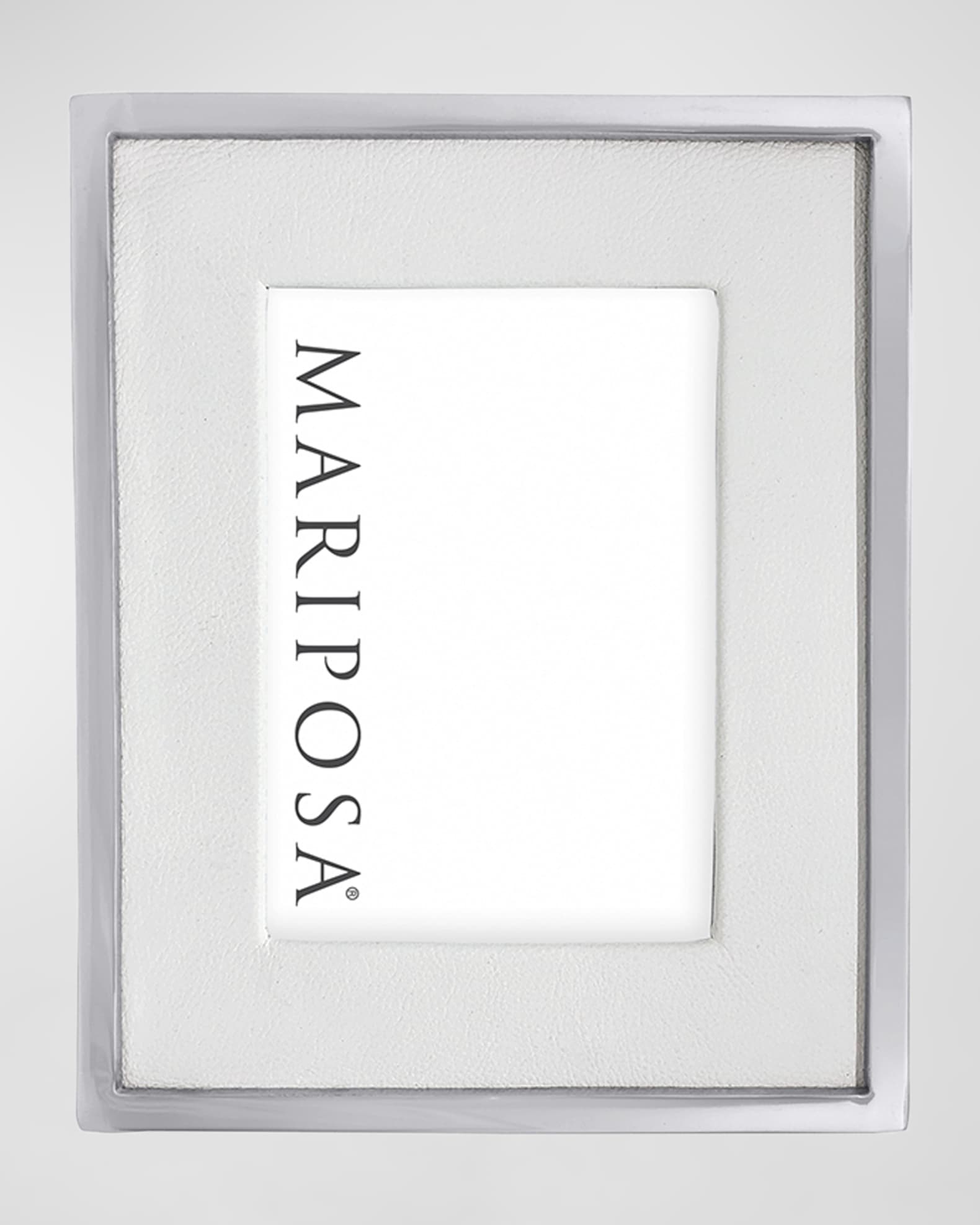 Mariposa White Leather with Metal Border 4x6 Frame