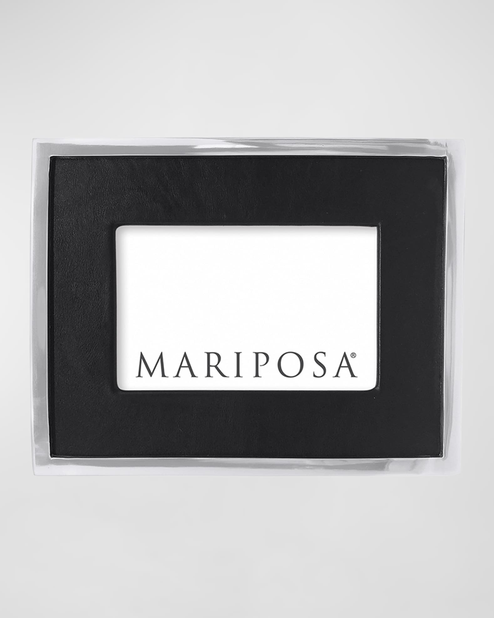 Mariposa White Leather with Metal Border 4x6 Frame