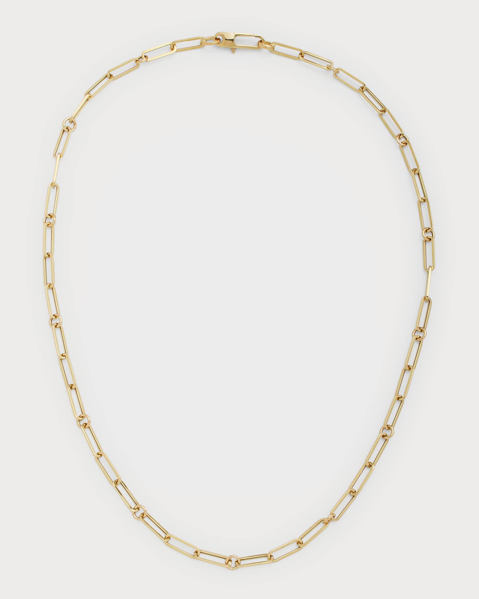 17" Paper Clip Chain Necklace in 18k Yellow Gold  0