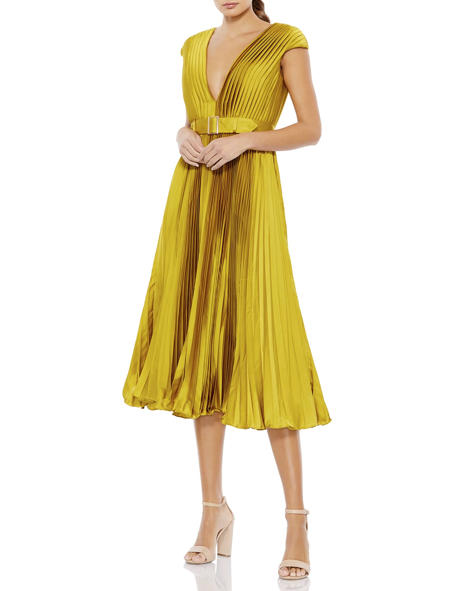 womens pleated midi dress