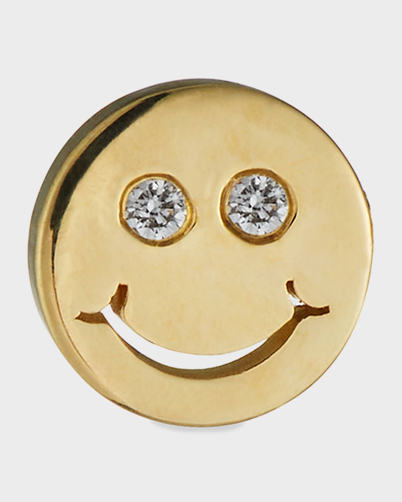 14k Diamond Happy Face Stud Earring, Single 0