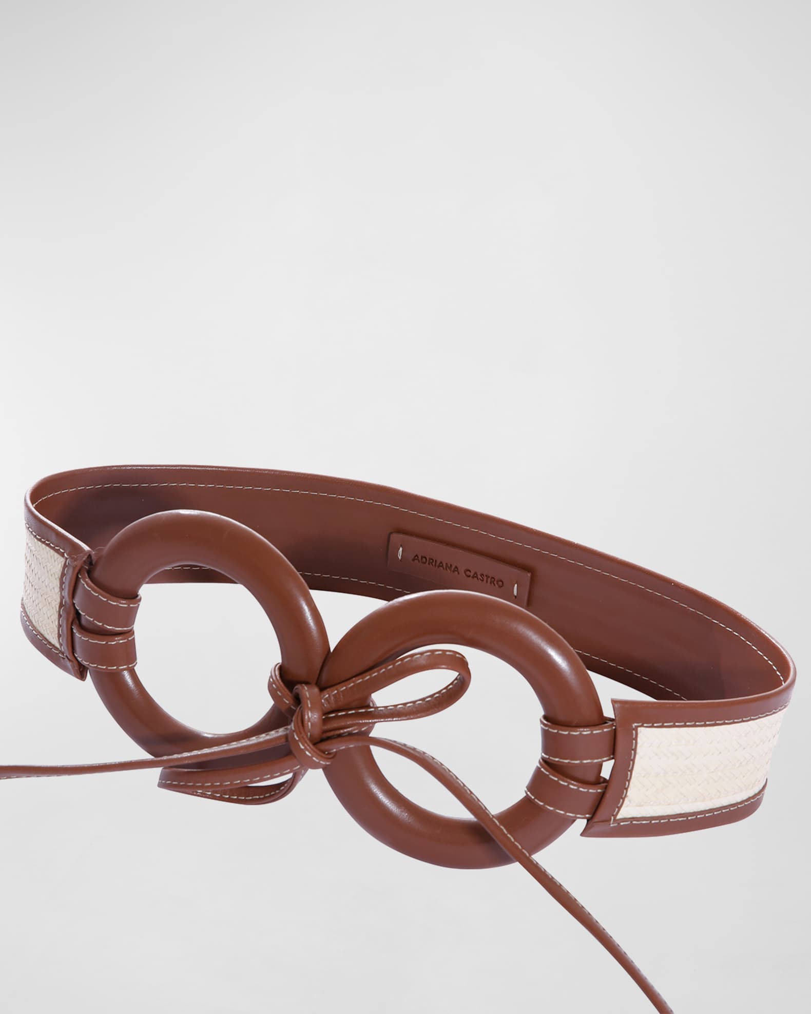 ADRIANA CASTRO Zenu Ring Leather and Cana Flecha Self Tie Belt