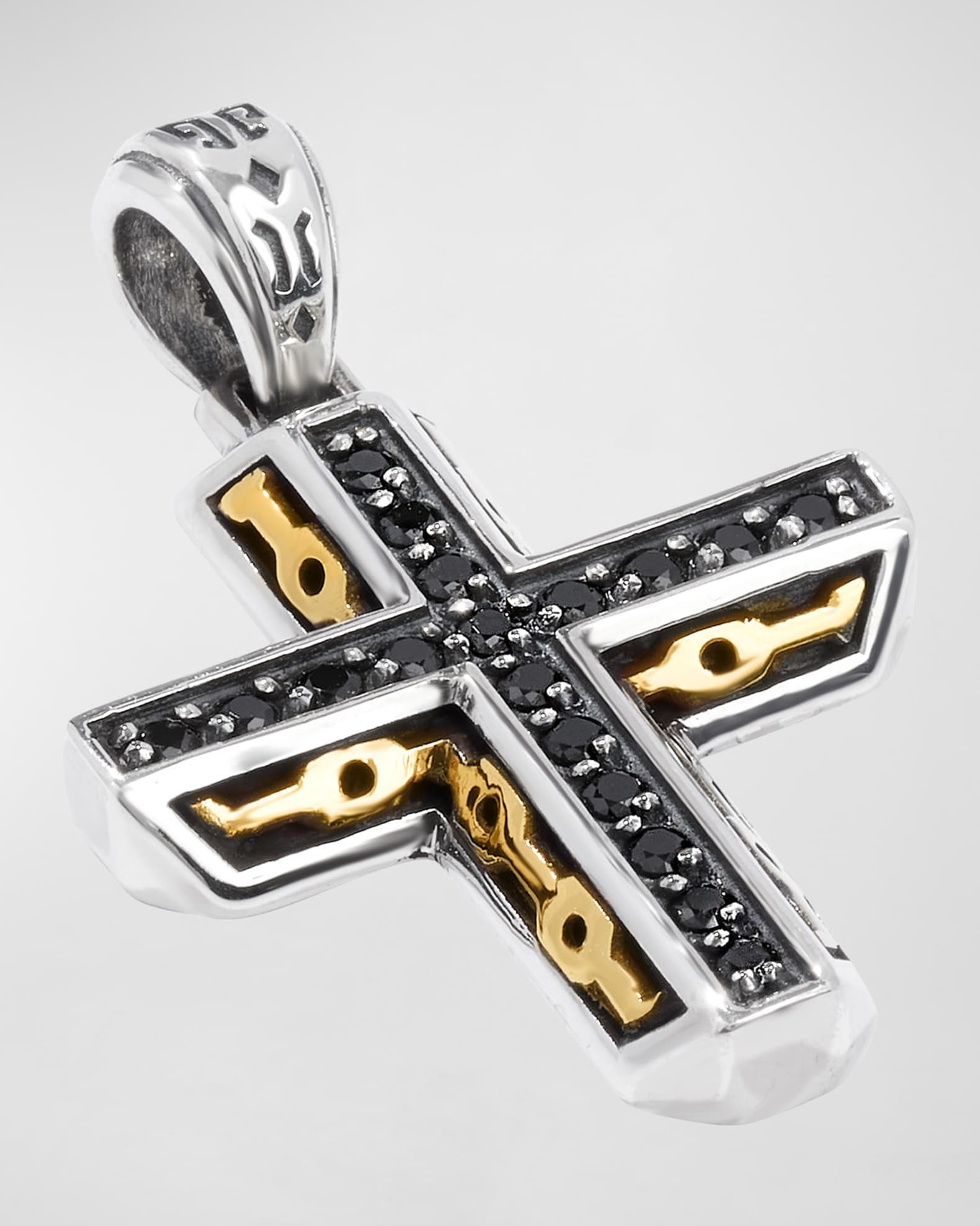 Men's Arc Two-Tone Spinel Cross Pendant 1