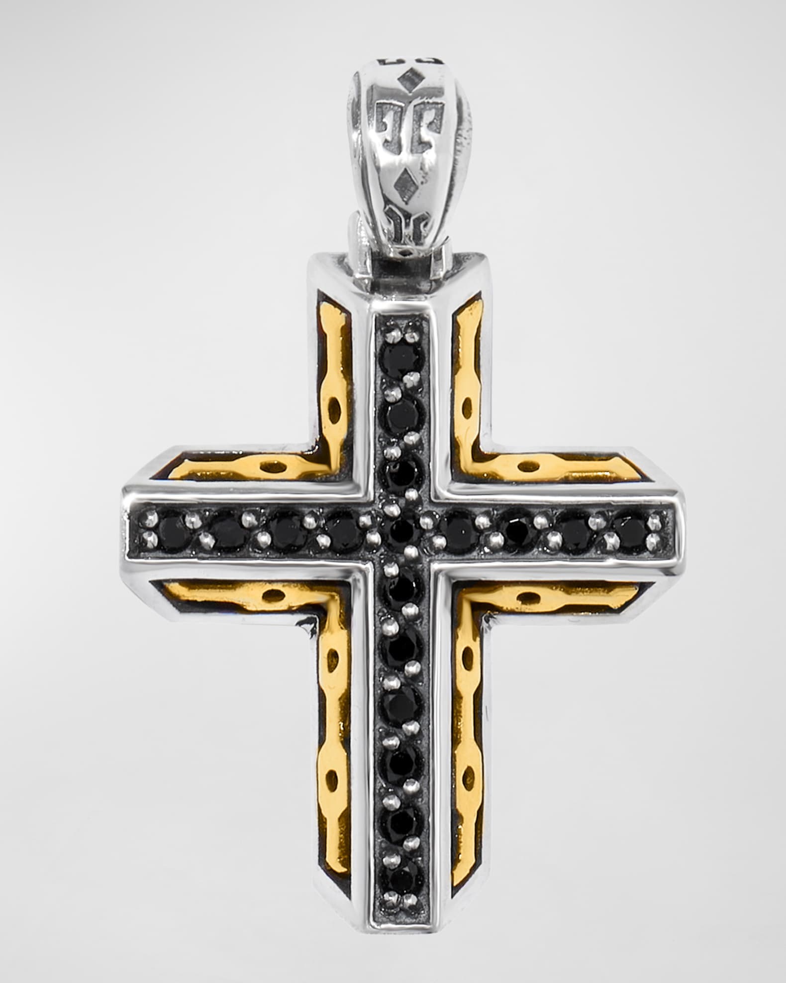 Men's Arc Two-Tone Spinel Cross Pendant 0