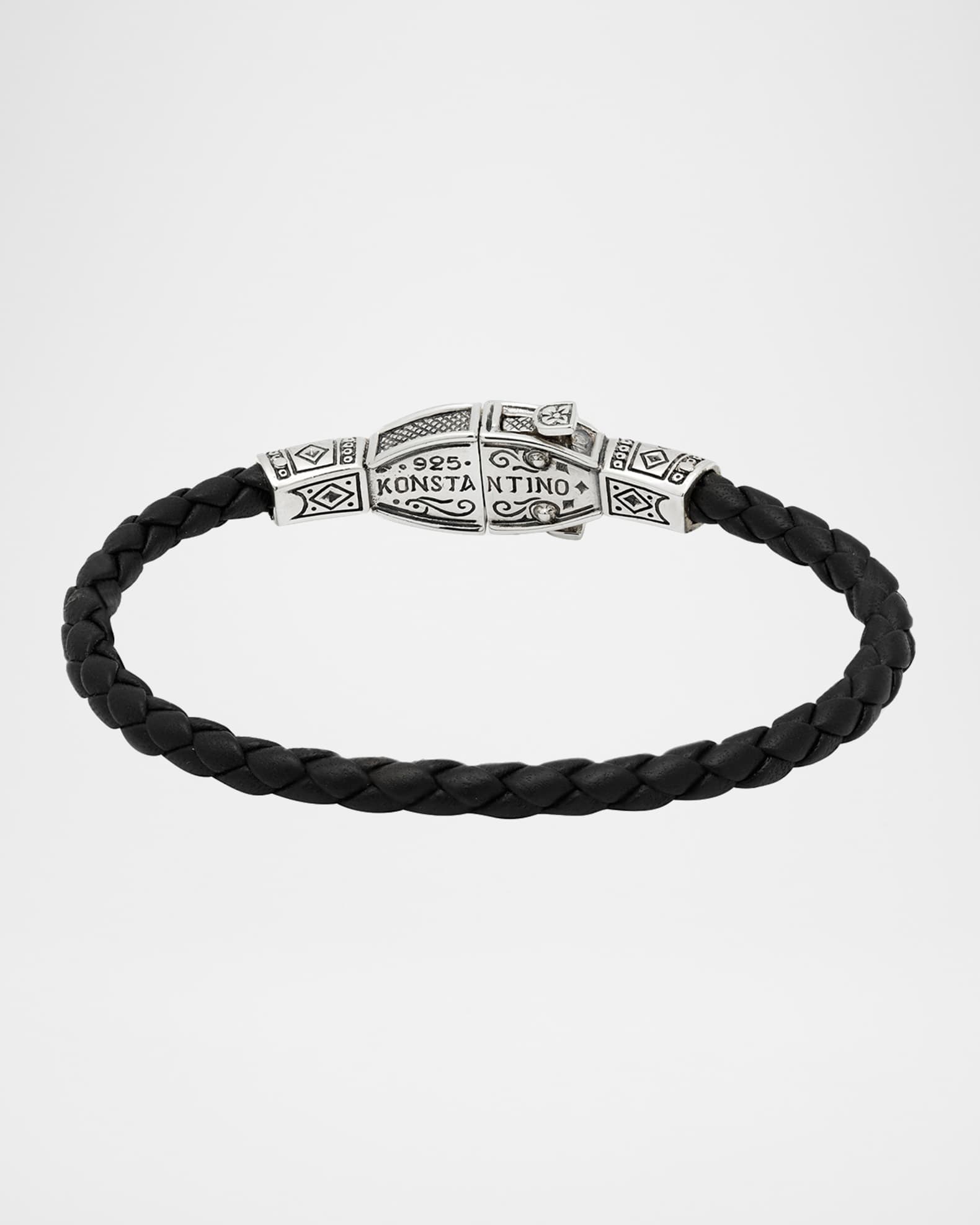 Konstantino Men's Leather Two-Tone Trident Bracelet | Neiman Marcus