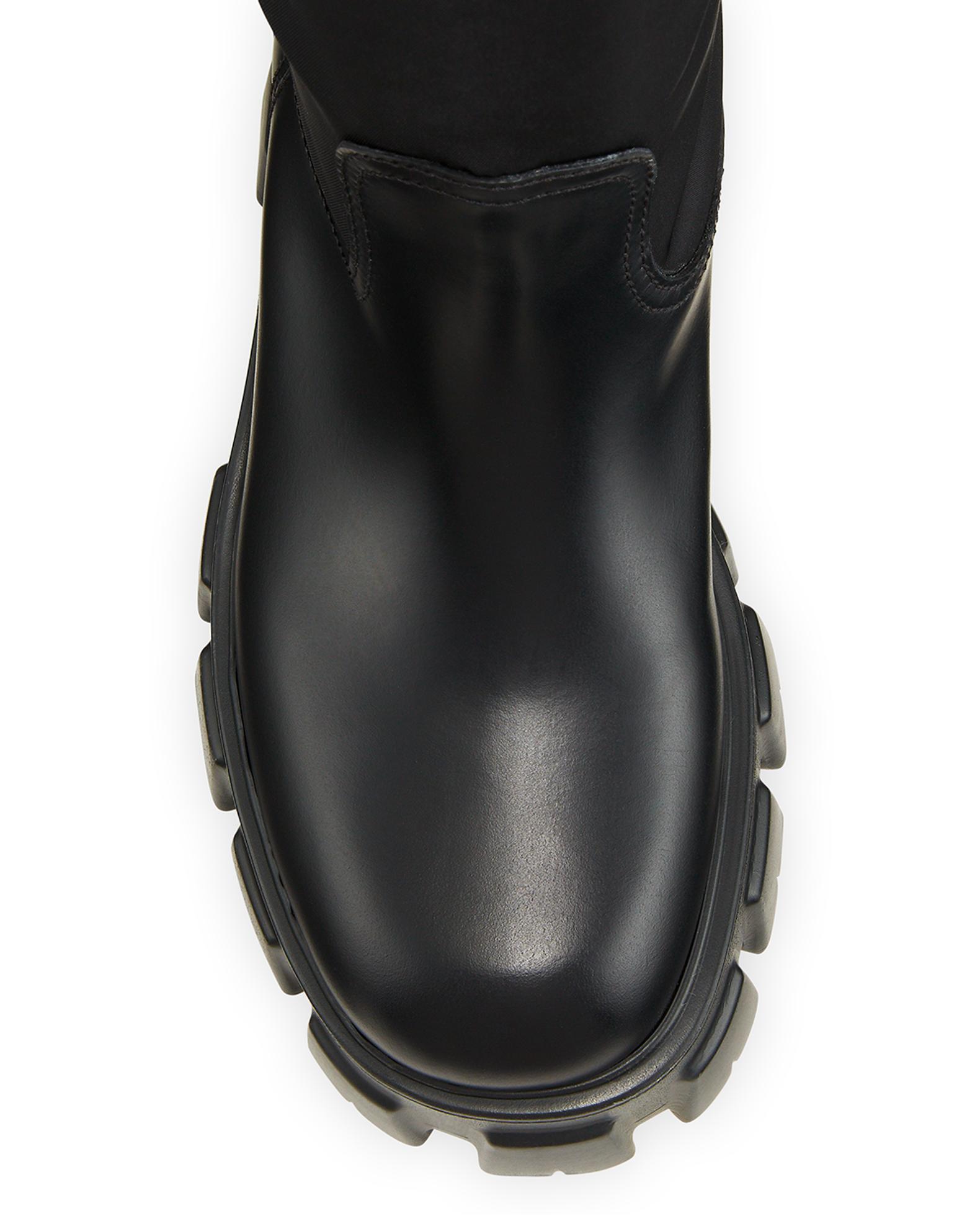 Prada Monolith Nylon Zip-Pocket Platform Riding Boots | Neiman Marcus