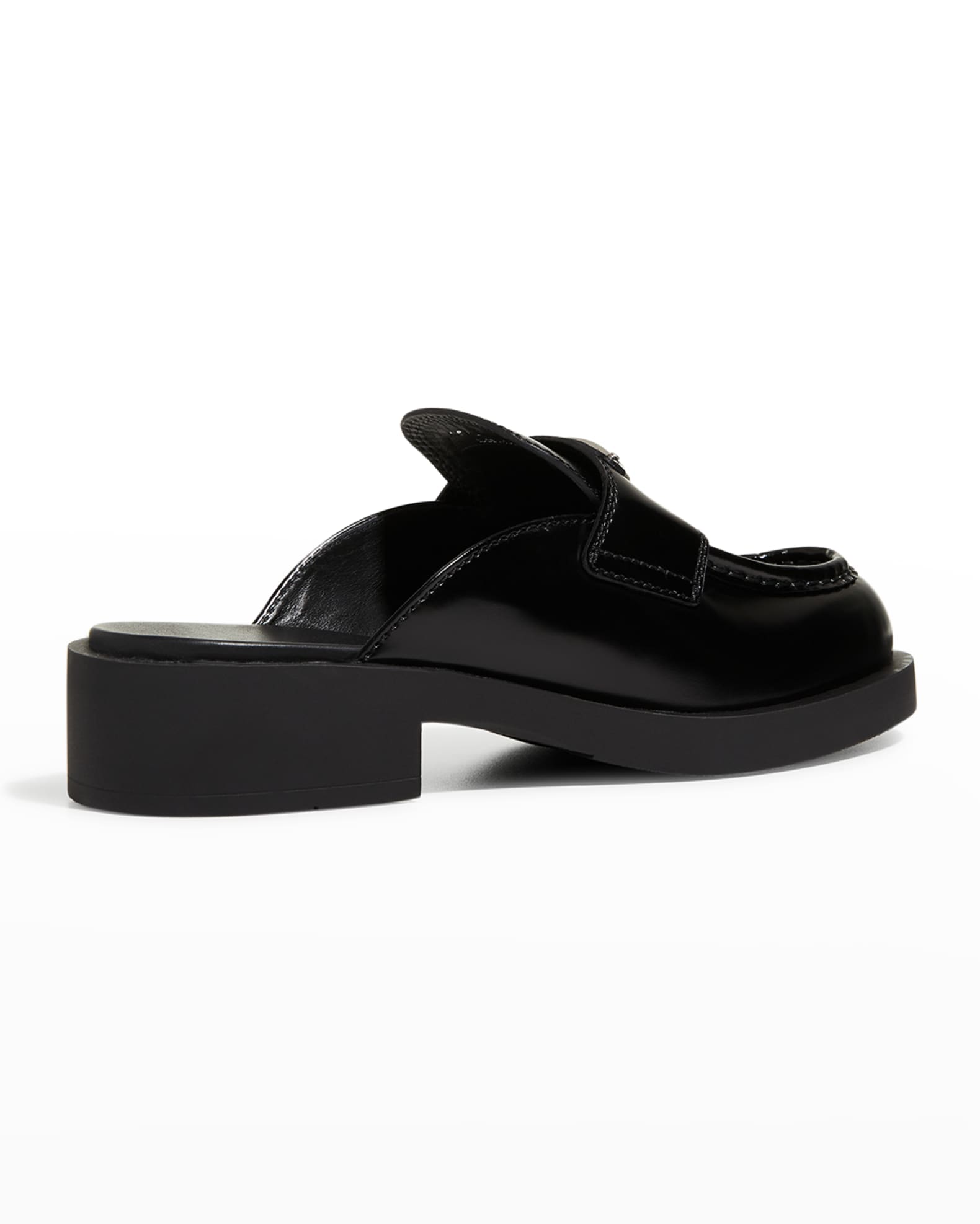 Prada Leather Logo Loafer Mules | Neiman Marcus