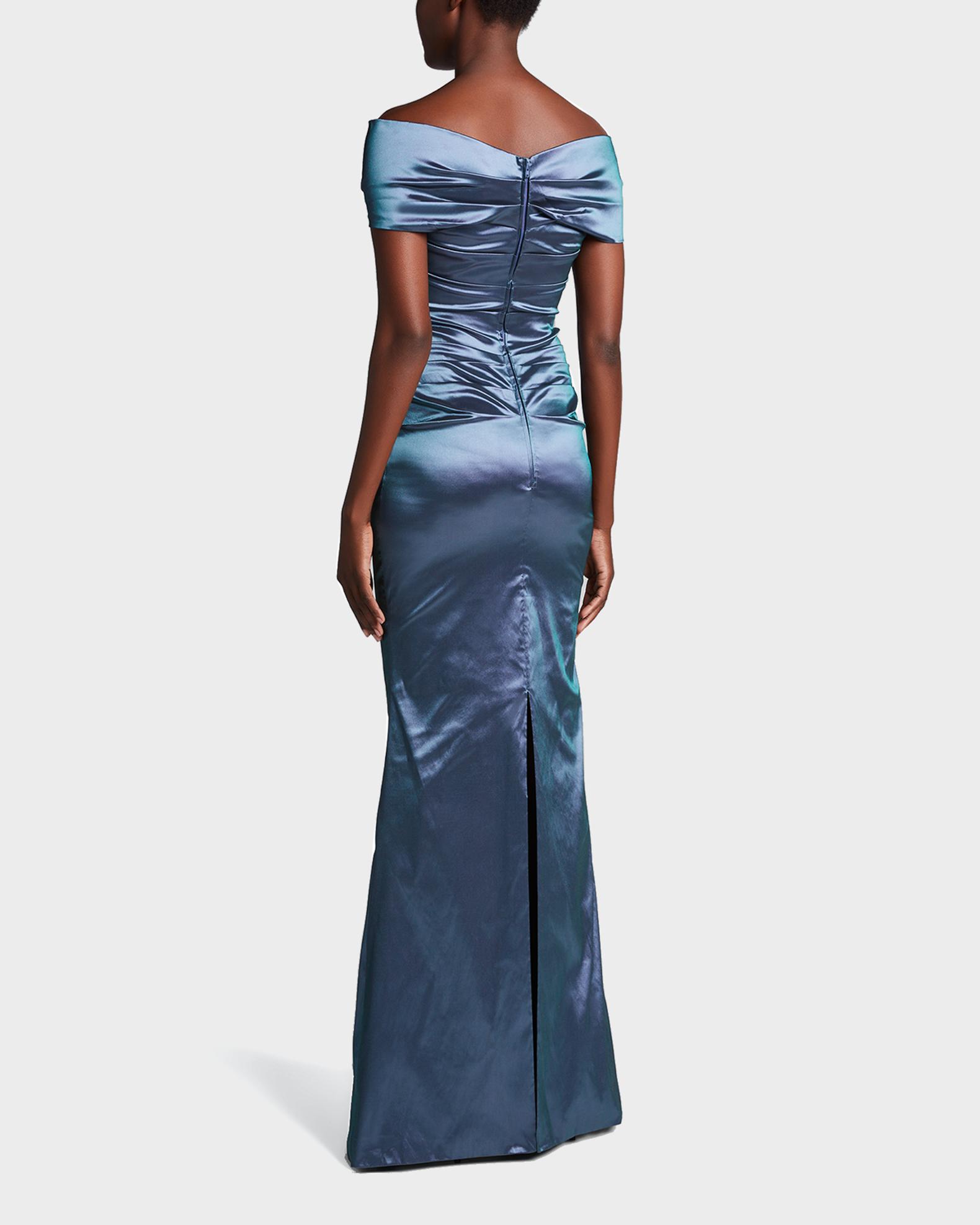 Rickie Freeman for Teri Jon Off-Shoulder Ruched Taffeta Gown