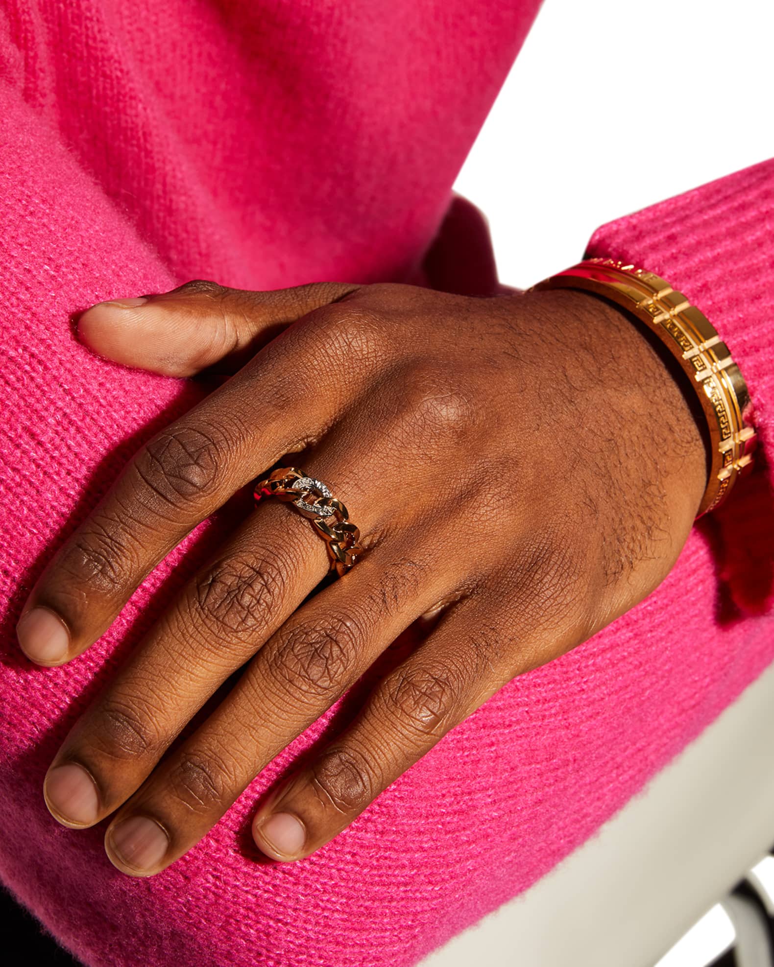 Versace Men's Greca Chain Link Ring | Neiman Marcus