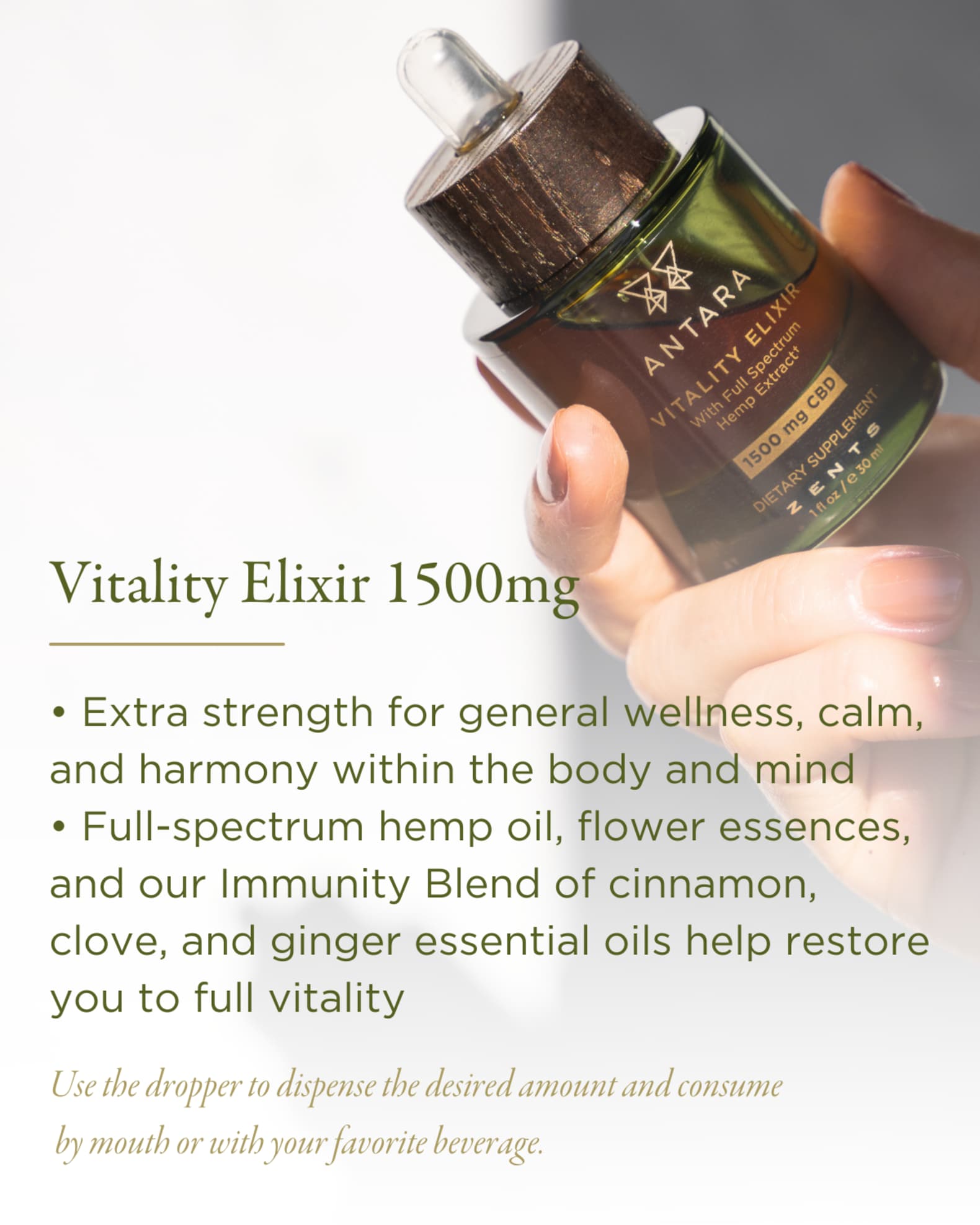 ZENTS 1 oz. ANTARA Vitality Elixir with 1500 mg CBD | Neiman Marcus
