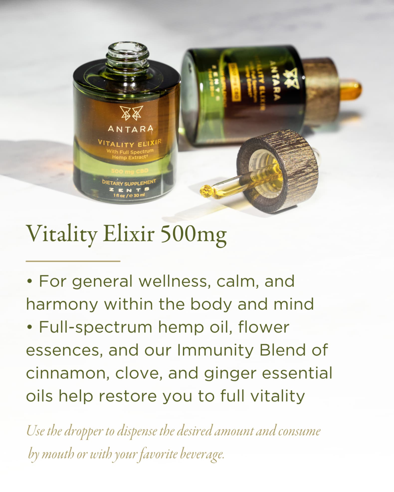 ZENTS 1 oz. ANTARA Vitality Elixir with 500 mg CBD Neiman Marcus