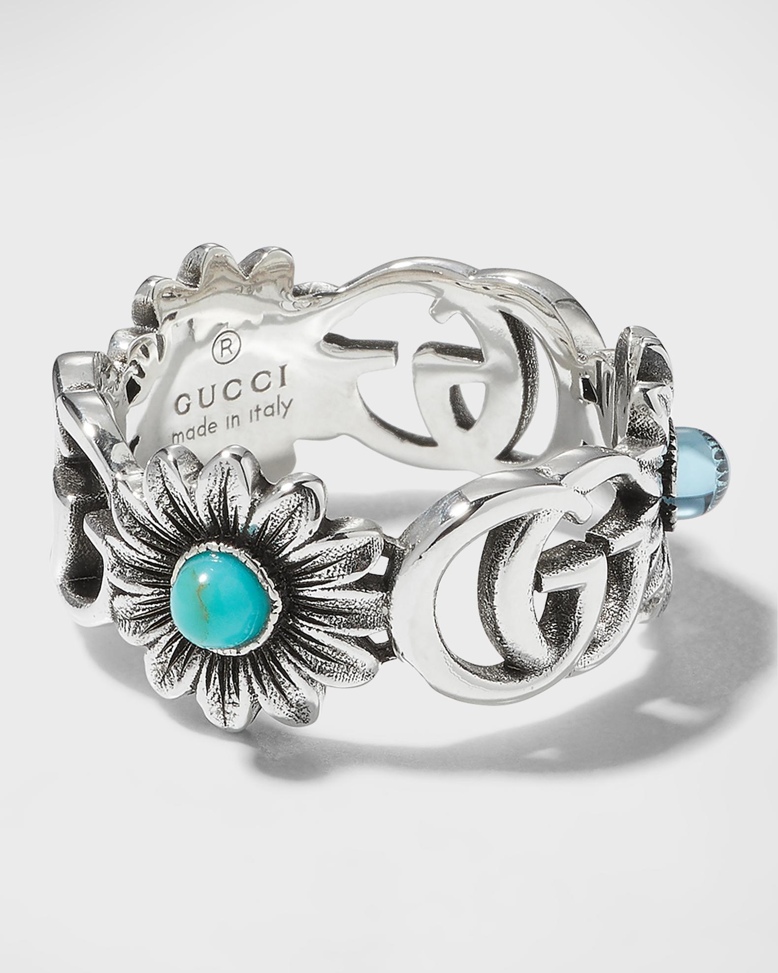 GUCCI フラワーモチーフリング シルバー Gucci GG Marmont Sterling Silver Flower Ring | Neiman Marcus
