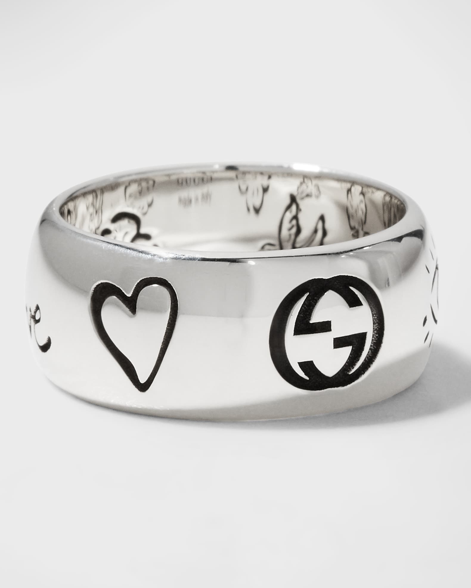 Gucci Blind for Love 9mm Sterling Silver Band Ring Neiman Marcus