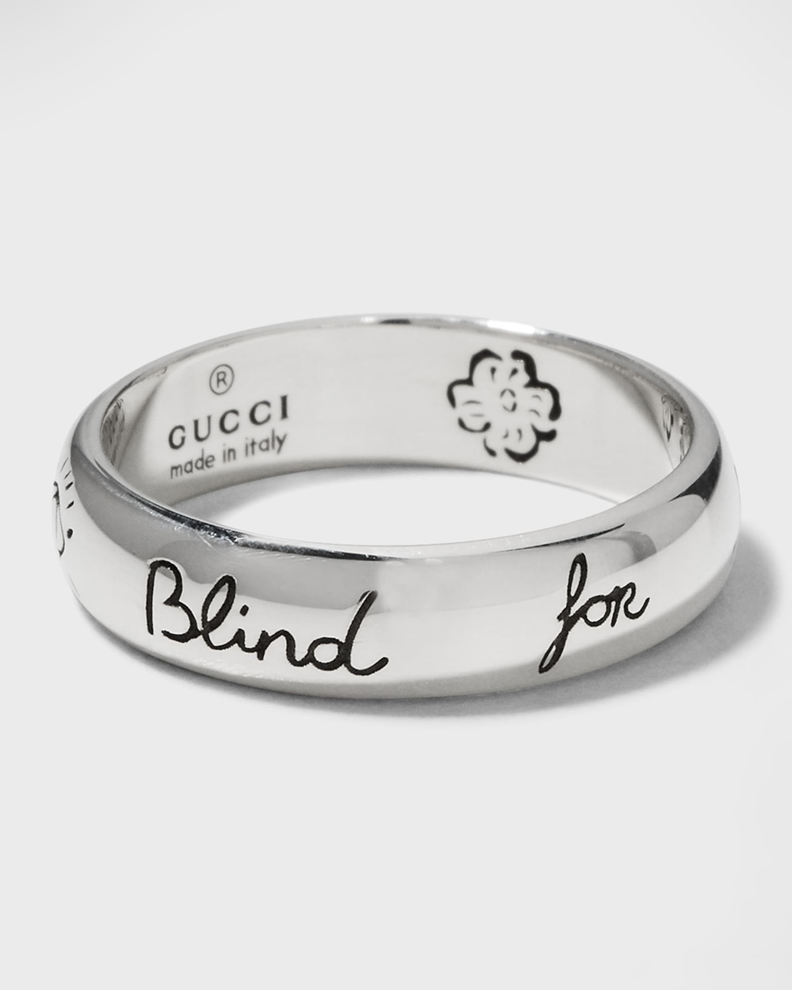 Gucci Blind for Love 5mm Sterling Silver Band Ring | Neiman