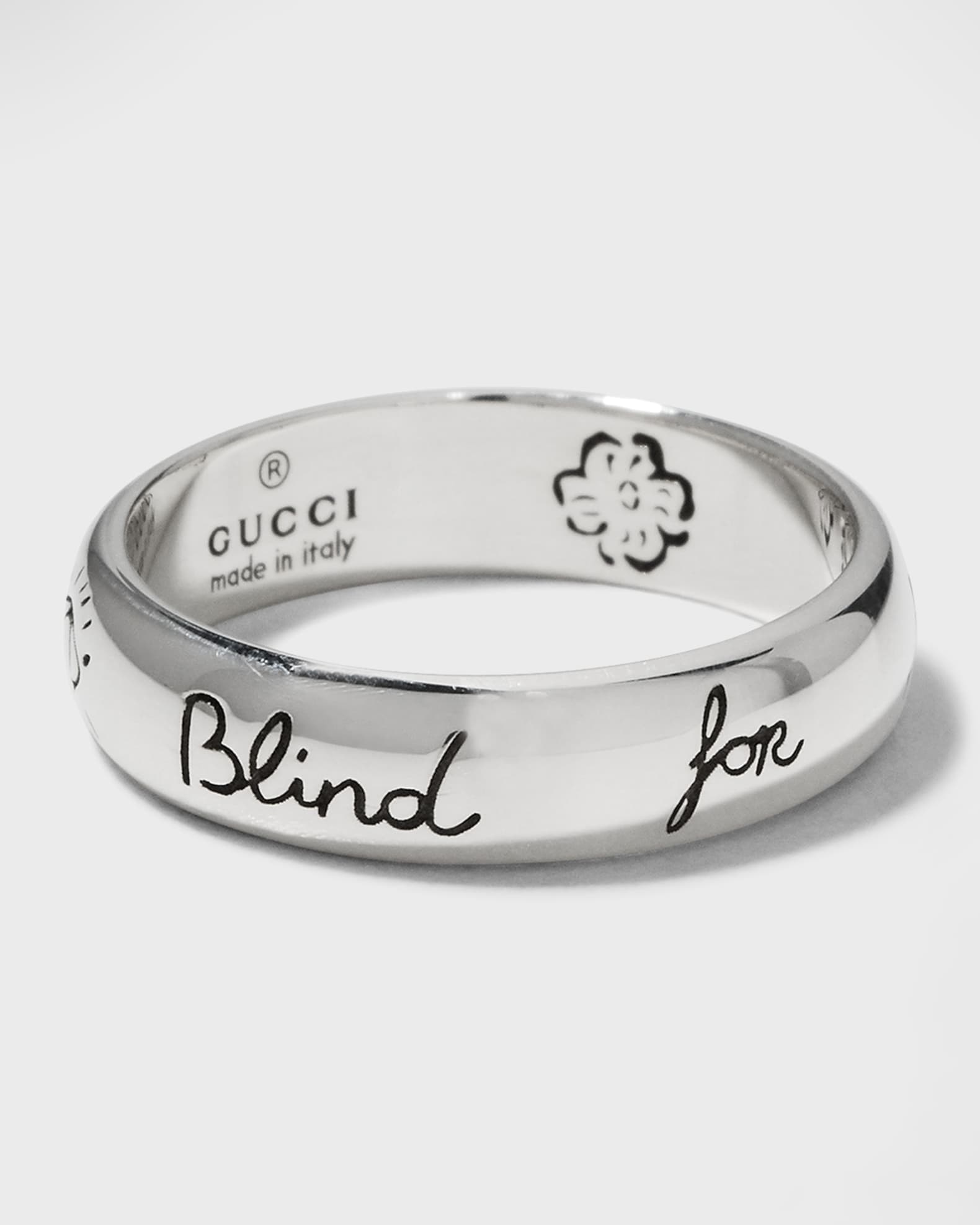 Gucci Blind for Love 5mm Sterling Silver Band Ring