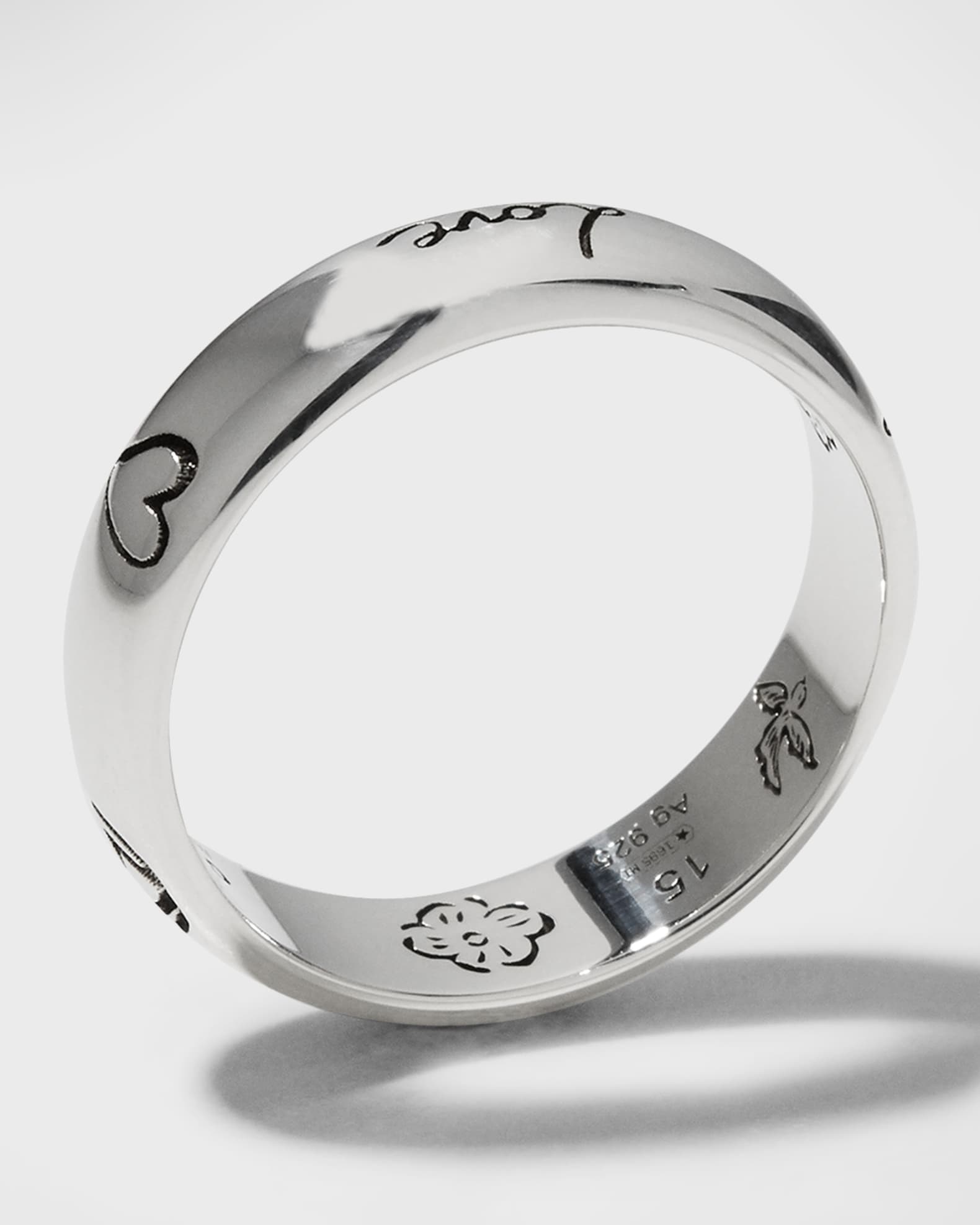 Gucci Blind for Love 5mm Sterling Silver Band Ring Neiman Marcus