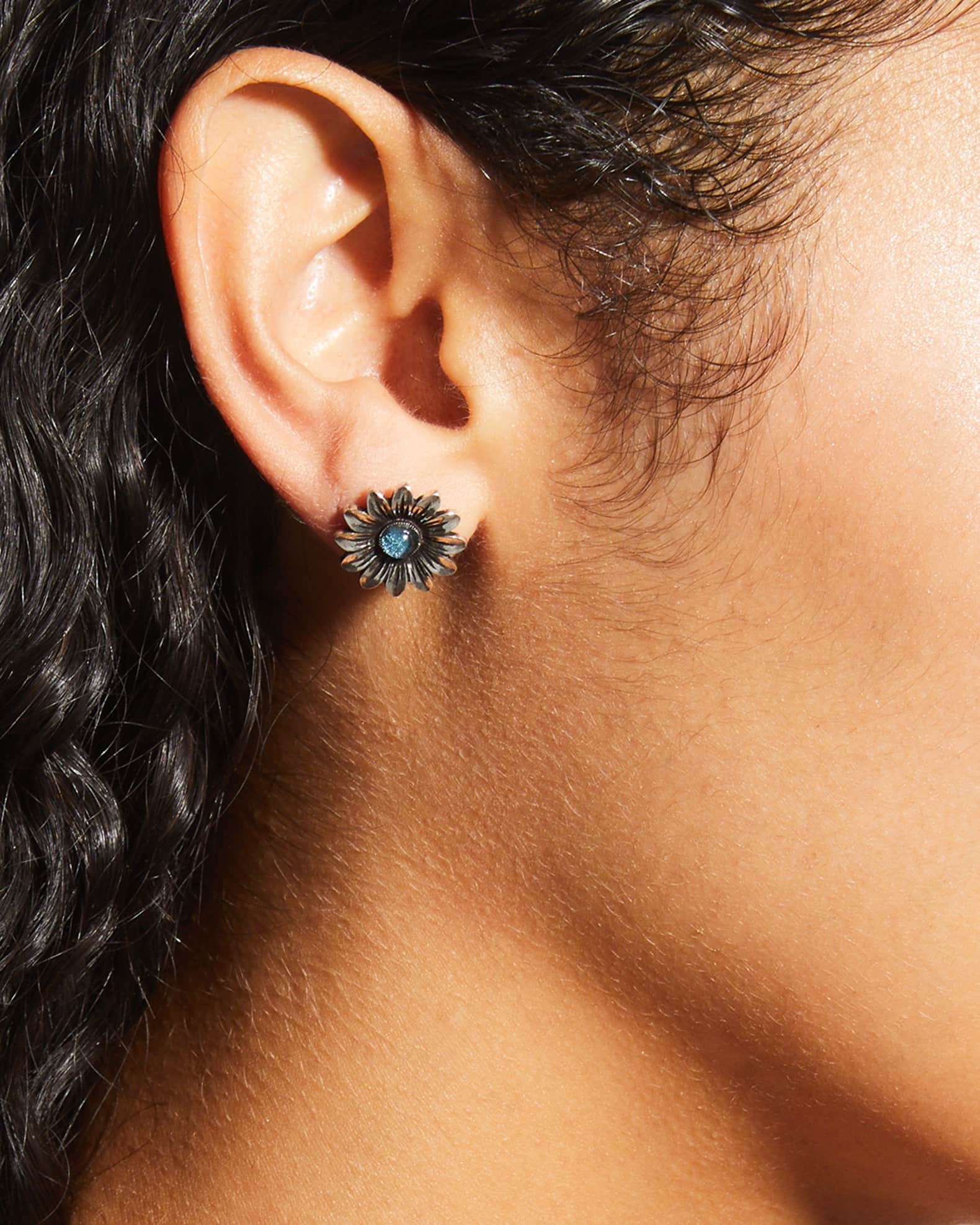 Gucci GG Marmont & Flower Mismatched Sterling Silver Stud Earrings