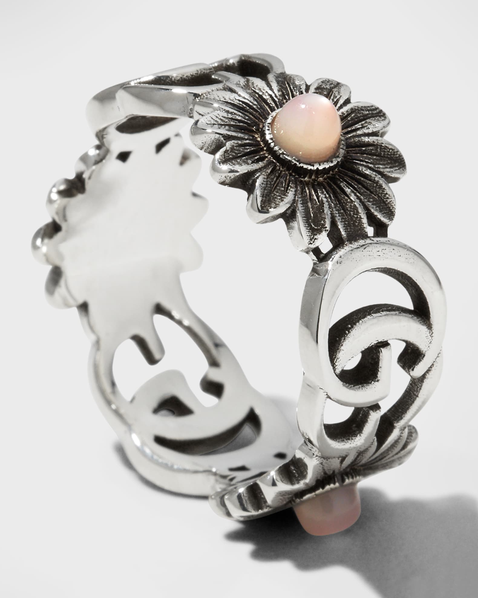 GG Marmont Sterling Silver Flower Ring