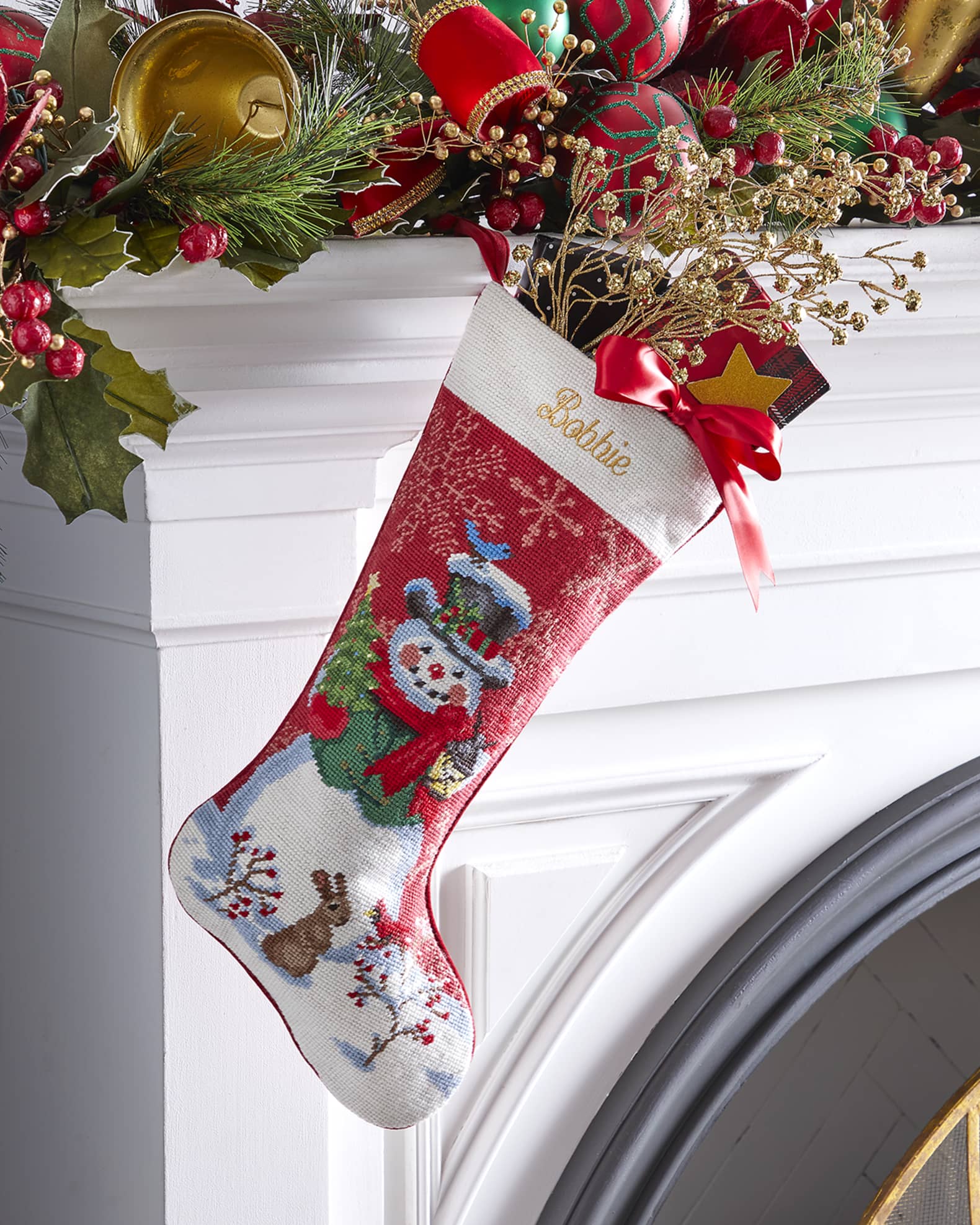 Retro Snowman Stocking, Personalized 0
